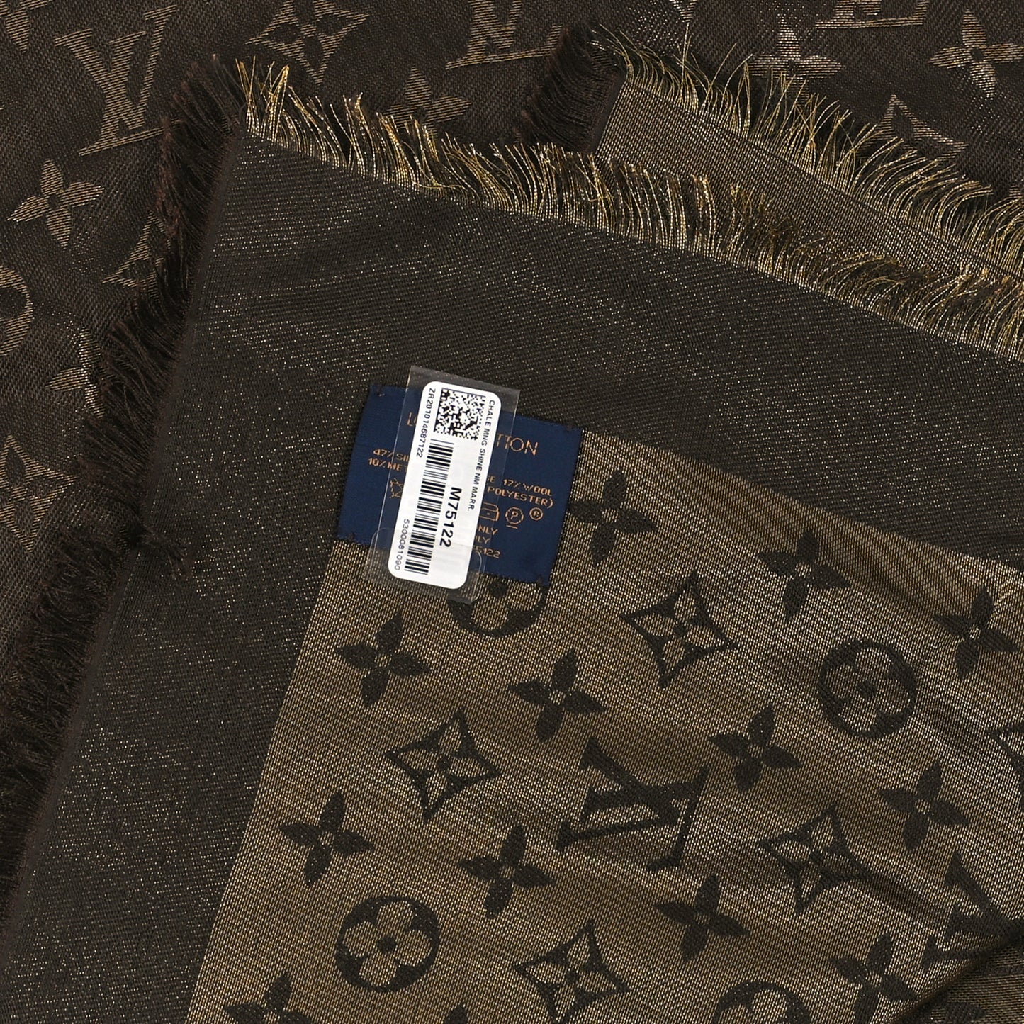 Silk Lurex Wool Monogram Shine Shawl Marron