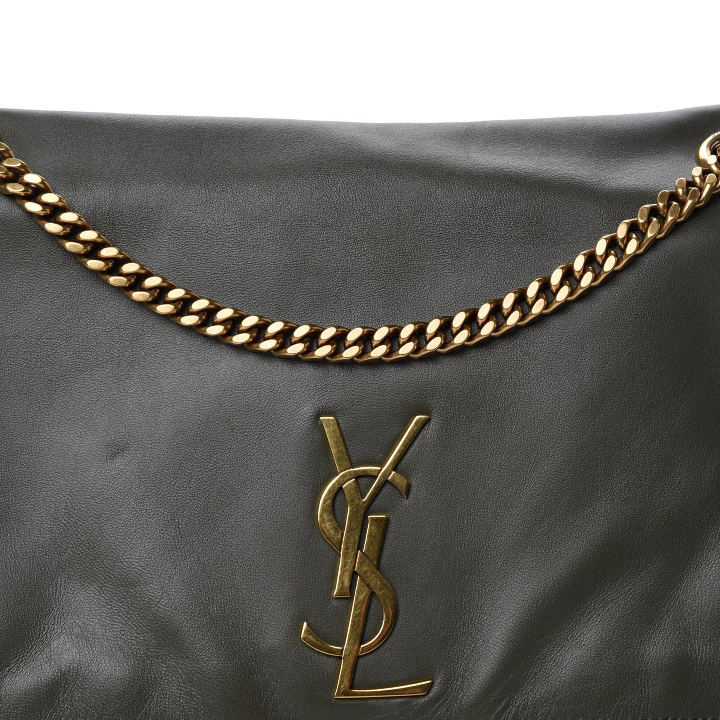 Smooth Calfskin Suede Medium Reversible Monogram Kate Satchel Olive