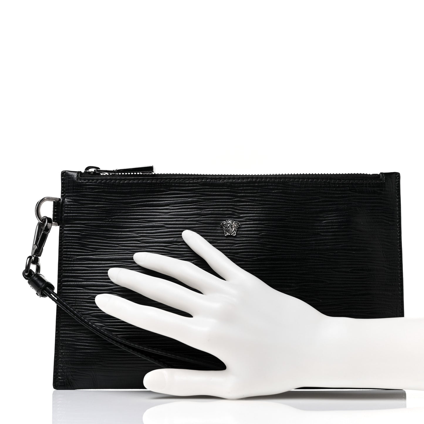 Calfskin Medusa Head Pochette Black