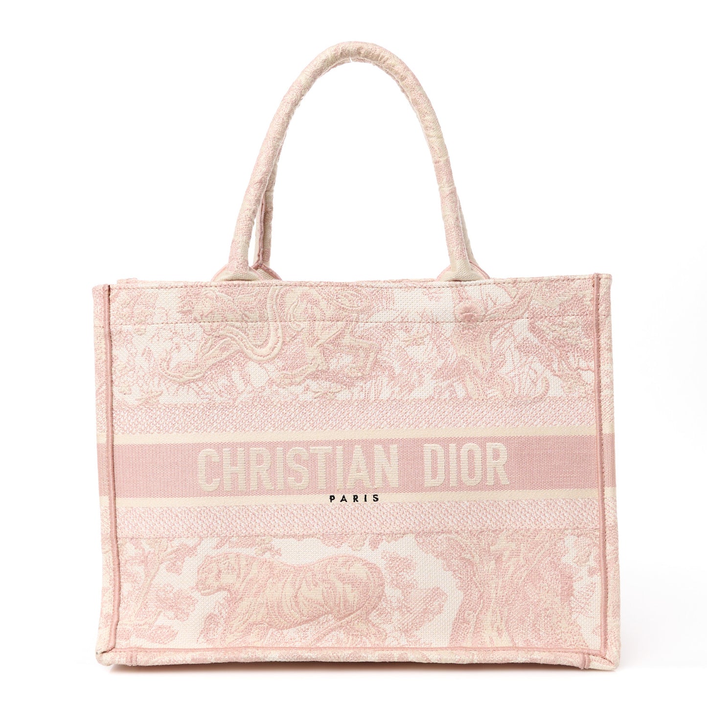 Canvas Embroidered Medium Dioriviera Toile De Jouy Book Tote Rose