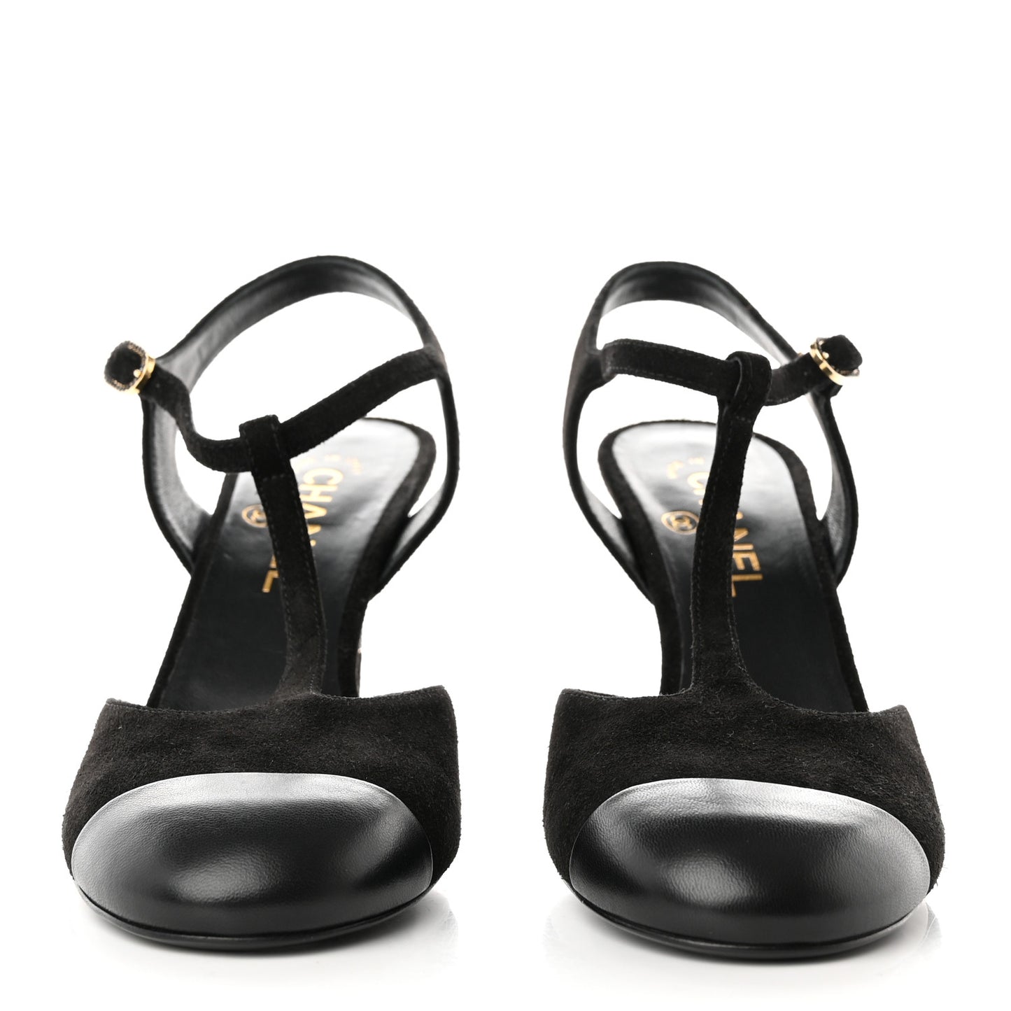 Suede Lambskin Cap Toe Crystal Slingback Pumps 40 Black