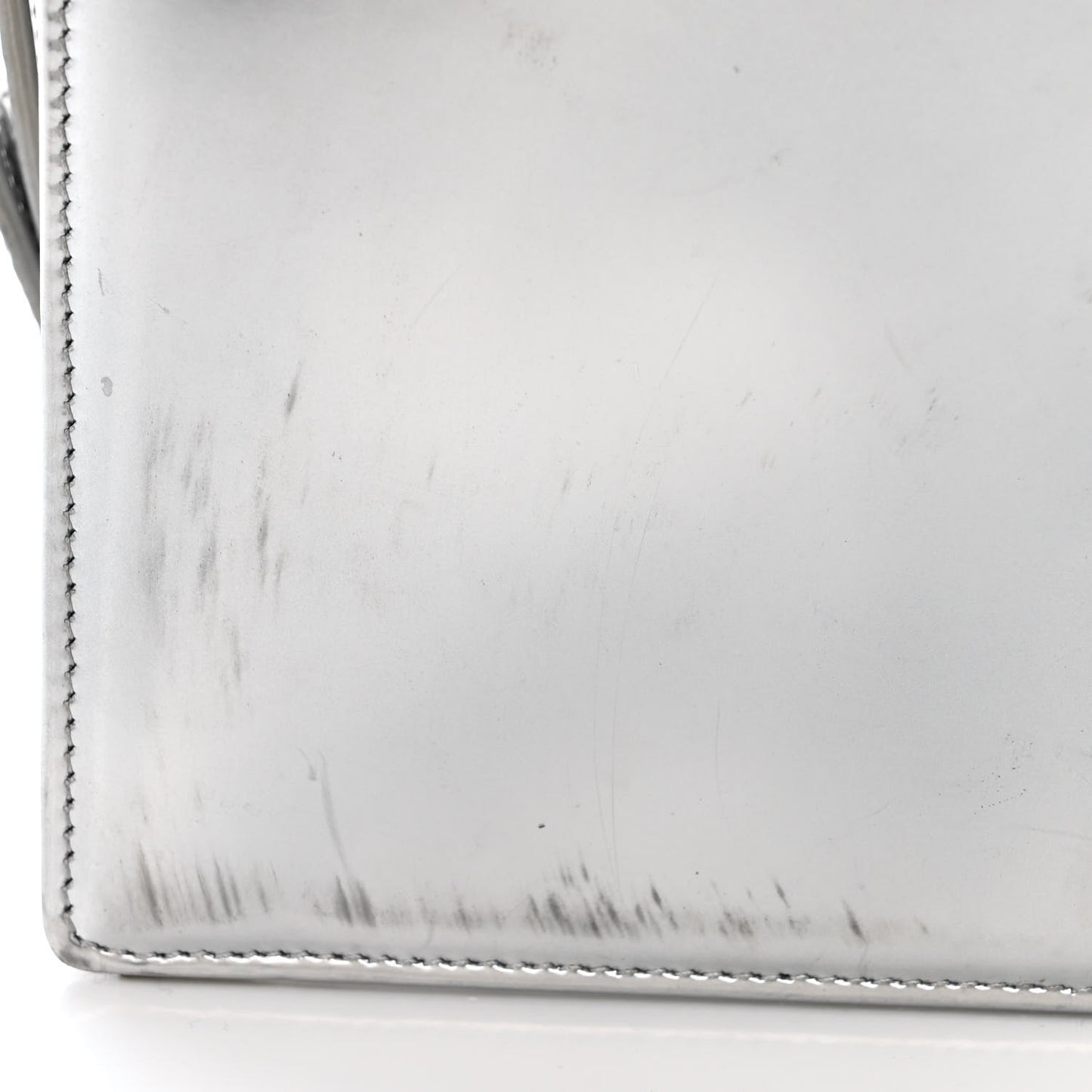 Metallic Patent Micro-Cannage Medium Diorama Flap Bag Silver