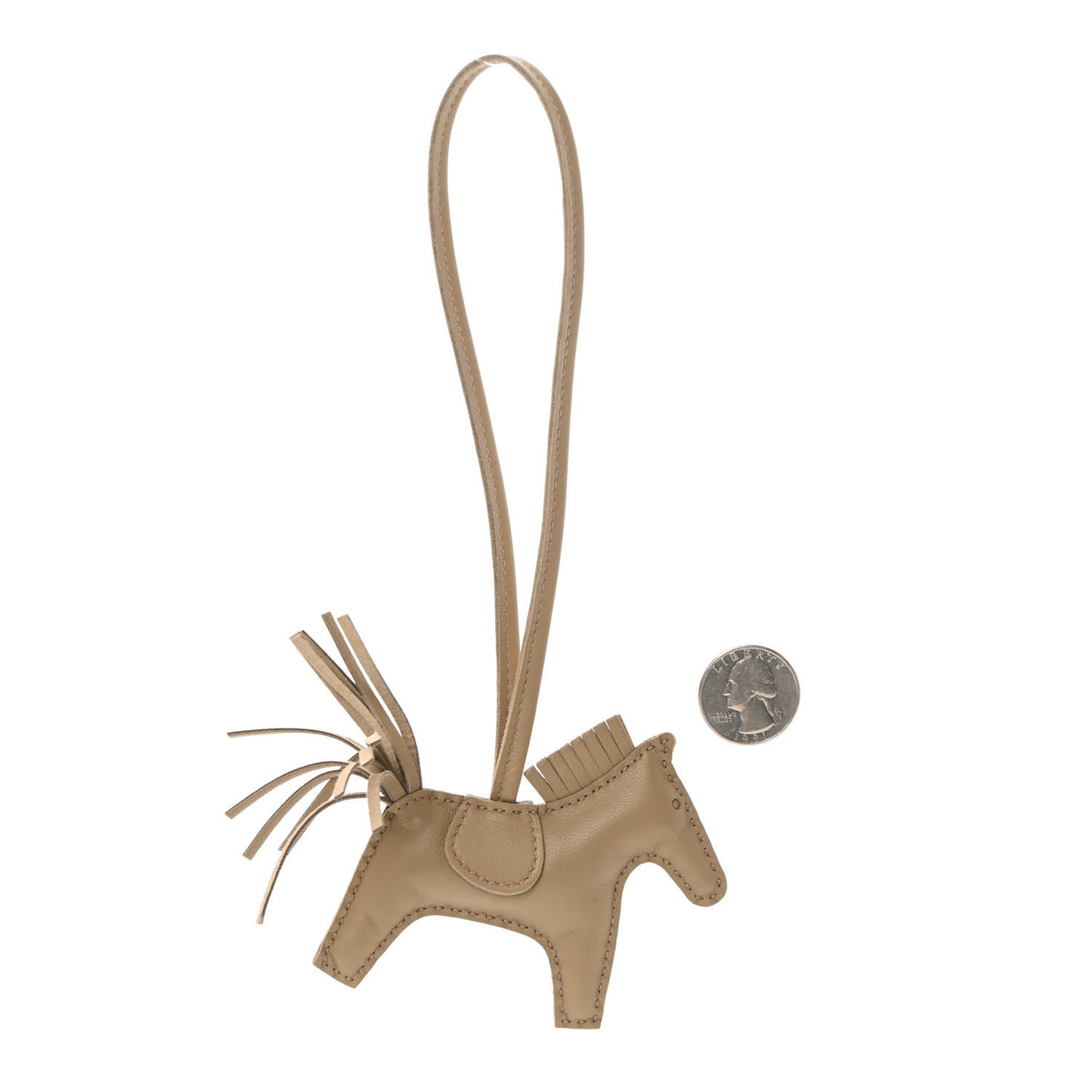 Milo Lambskin Grigri Rodeo Horse Bag Charm PM Beige Marfa