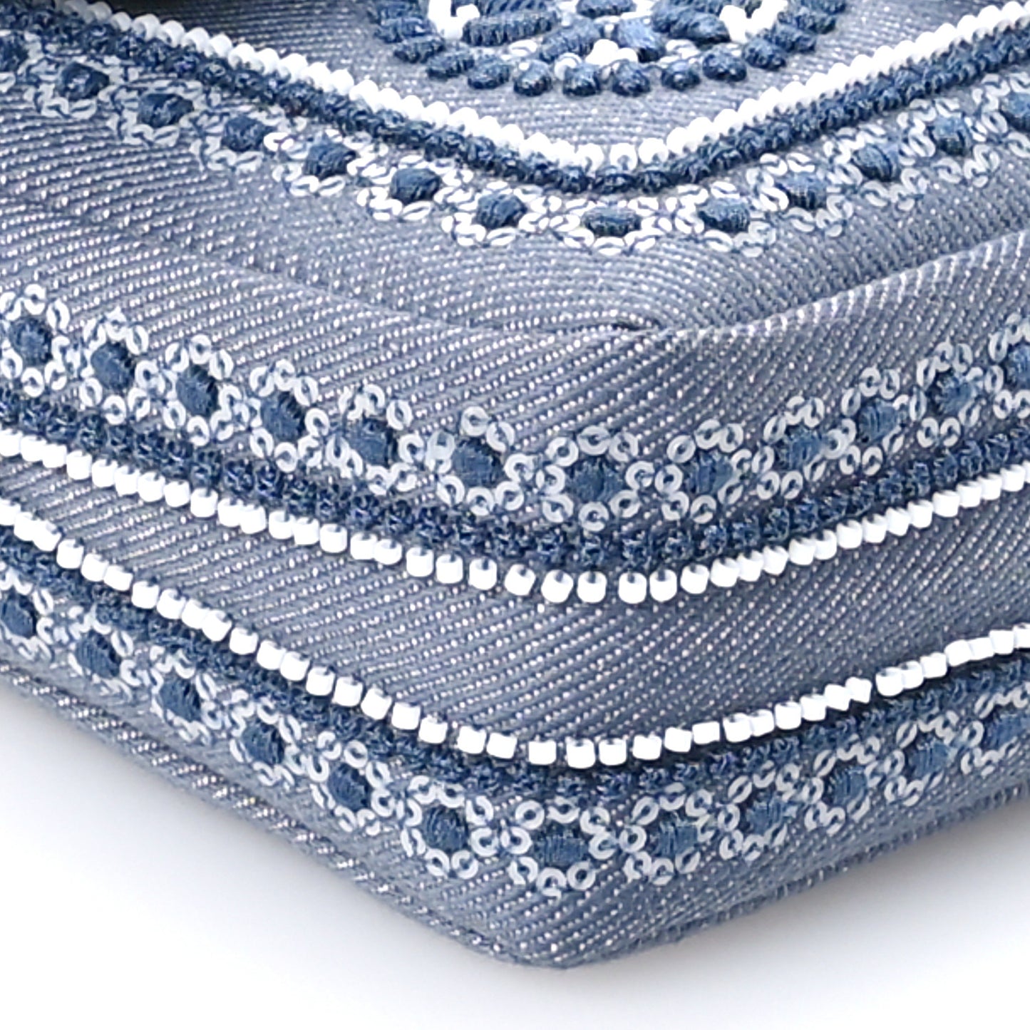 Denim Embroidered Coral Bandana Mini Baguette Myrtle