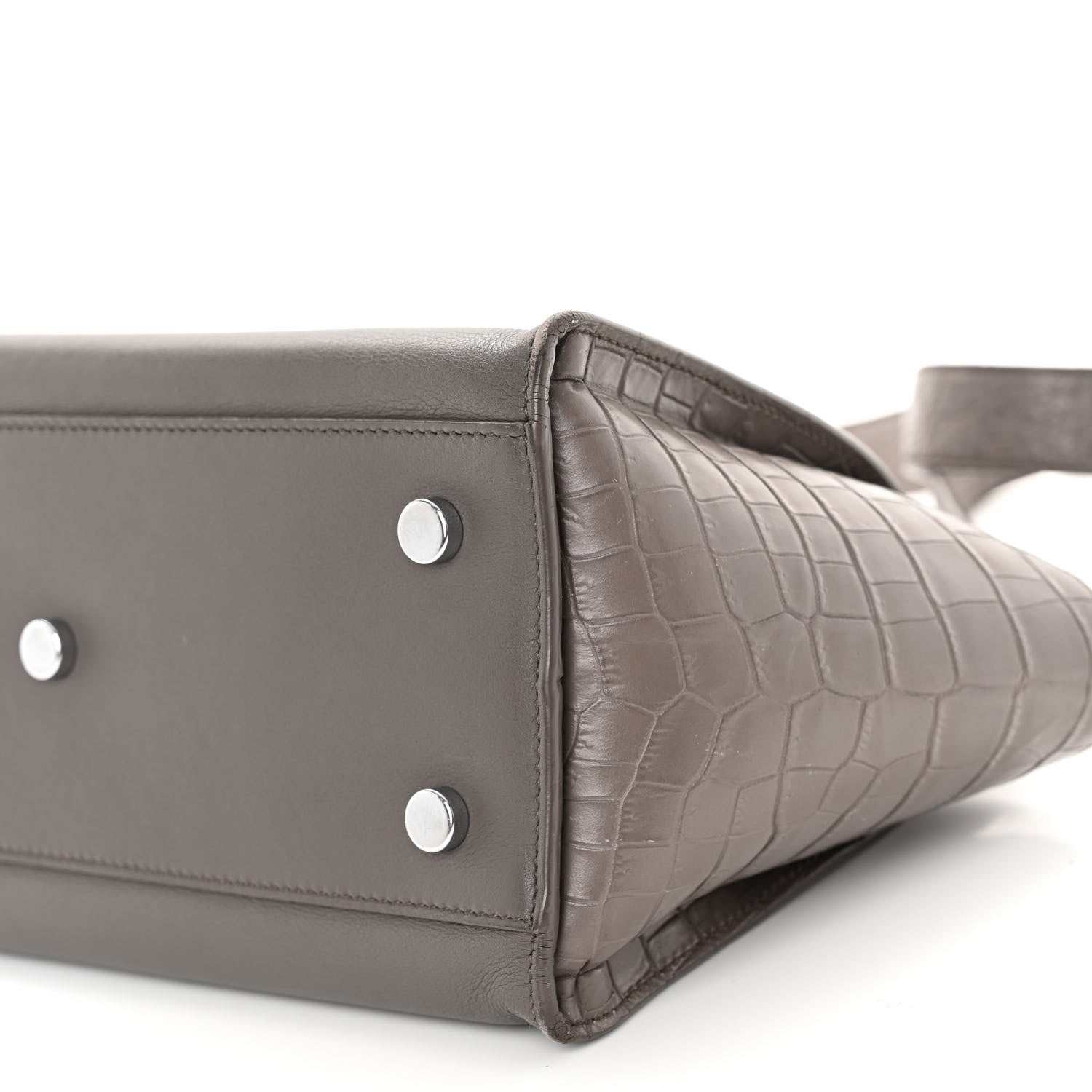 Saint Laurent Smooth Calfskin Crocodile Embossed Baby Monogram Downtown Cabas Earth 9 of 10