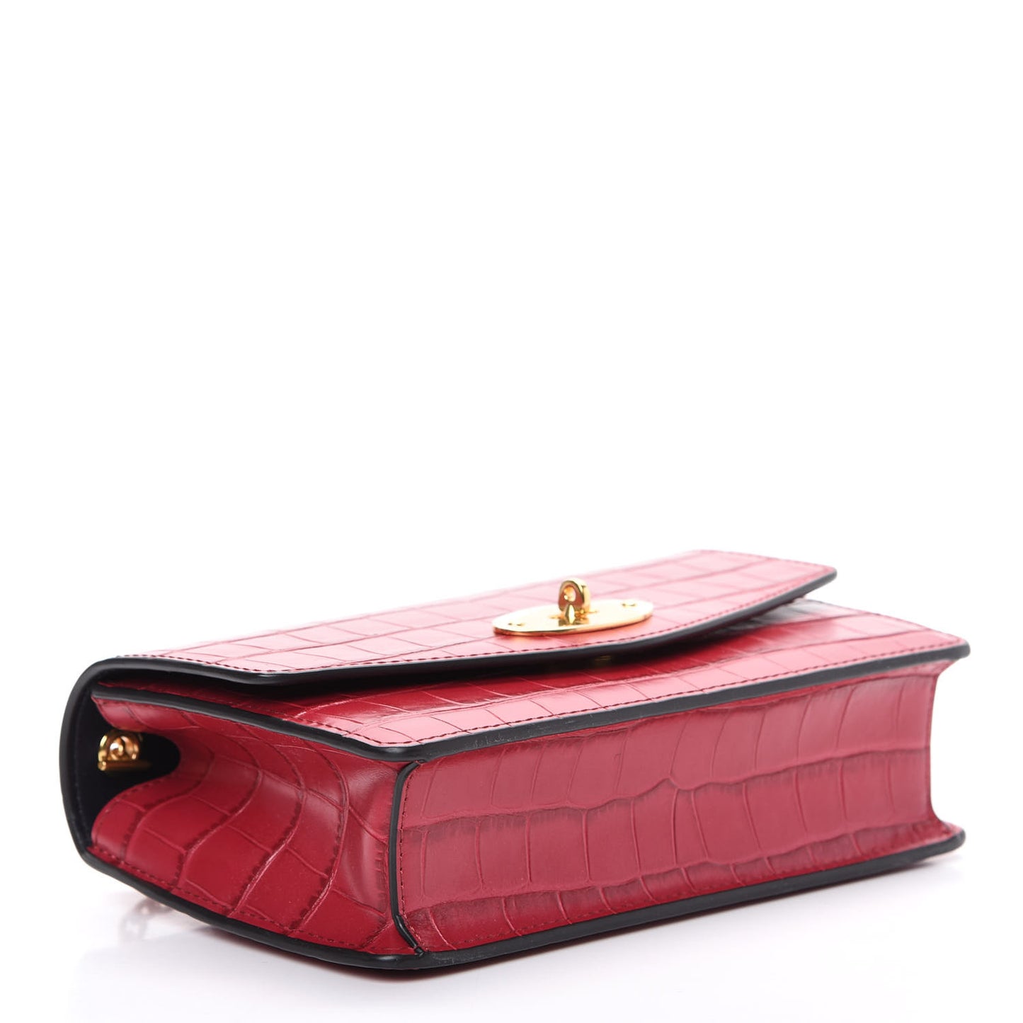 Crocodile Embossed Calfskin Small Darley Red Berry