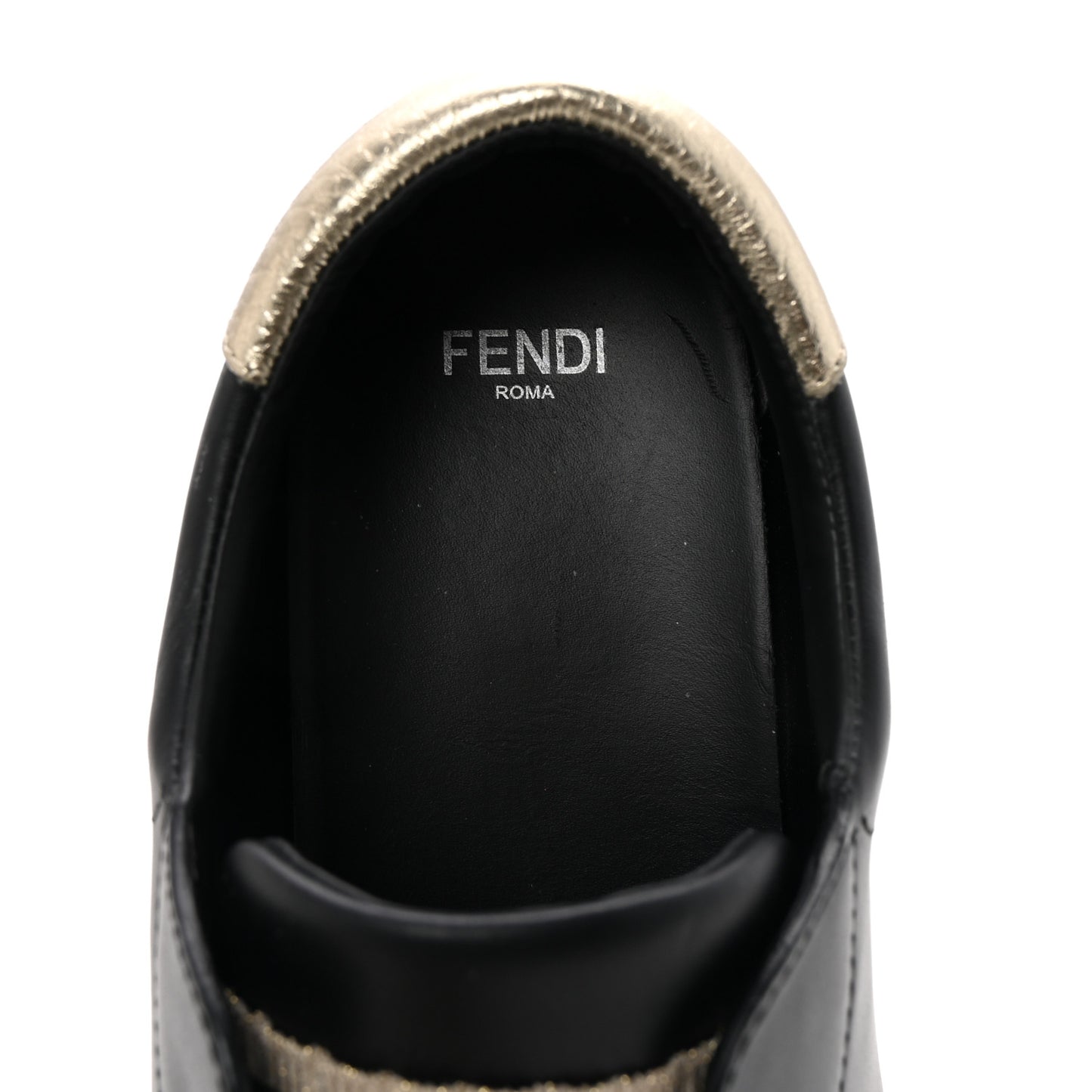 Vitello Lurex Rockoclick Slip On Sneakers 38 Black Gold