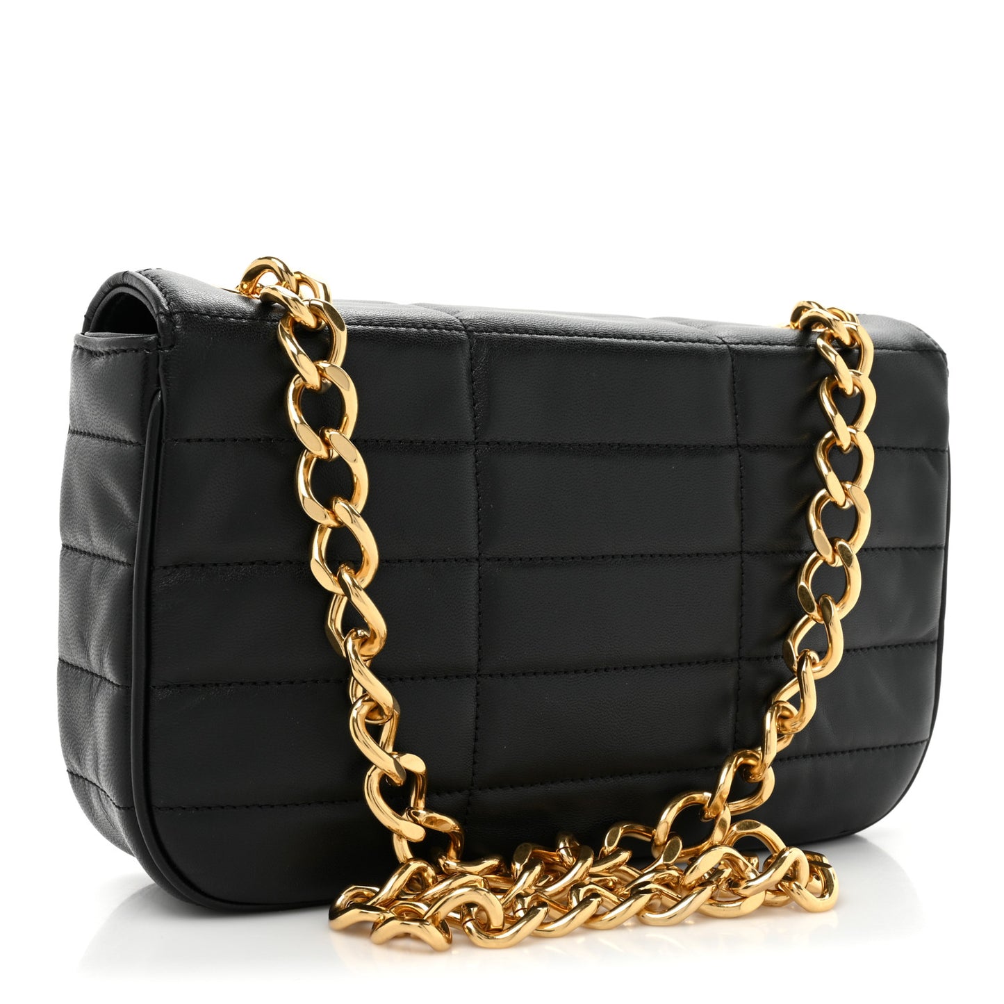 Goatskin Matelasse Chain Shoulder Bag Black