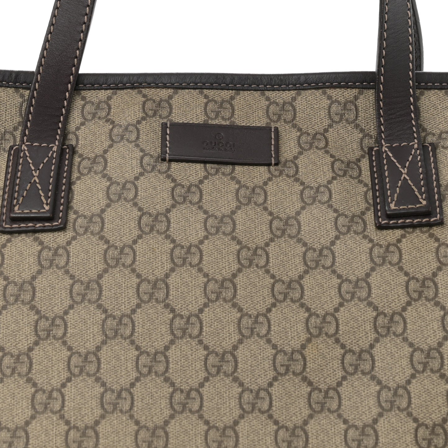 GG Supreme Monogram Large Zippered Shopping Tote Brown