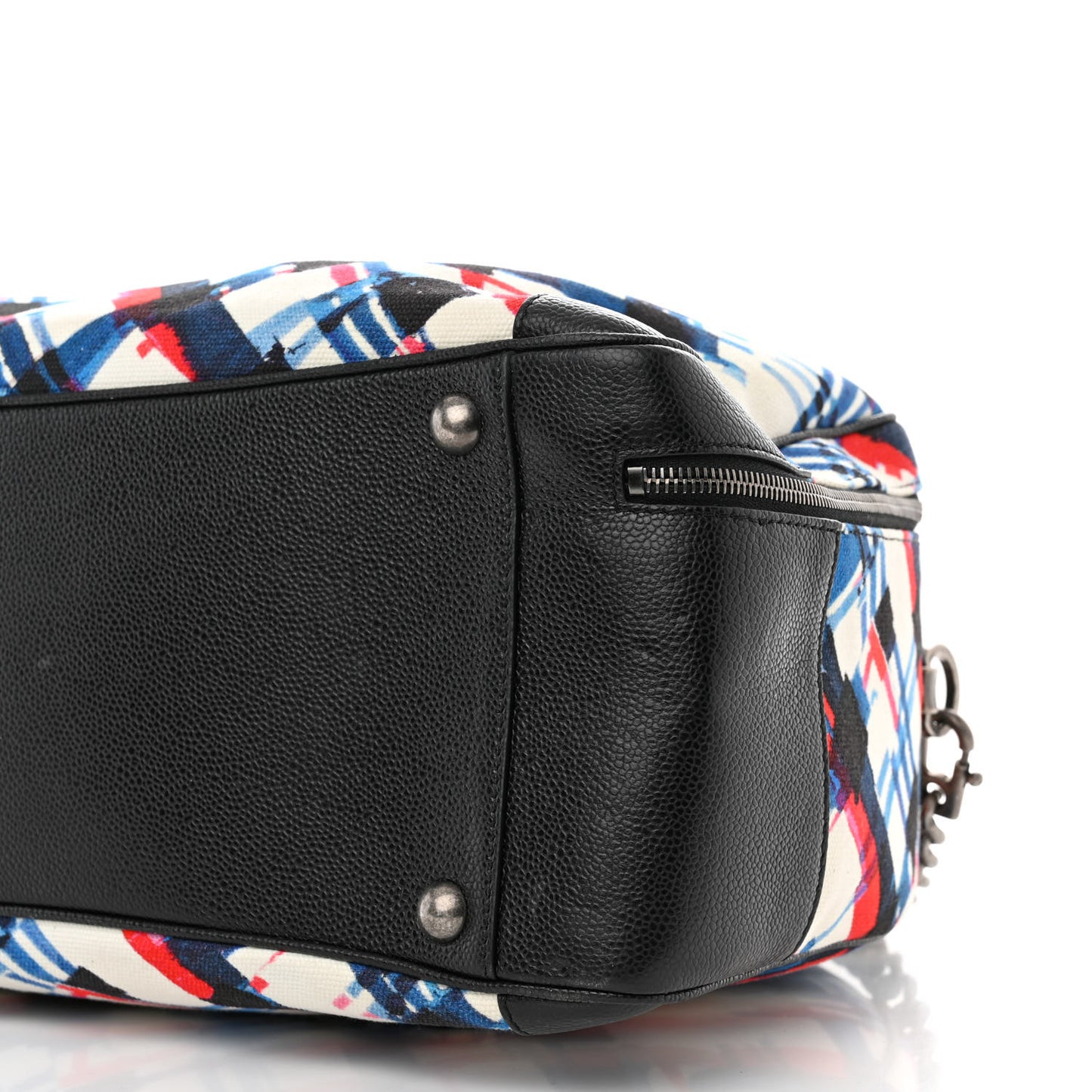 Caviar Printed Canvas Bowling Bag White Red Blue Black