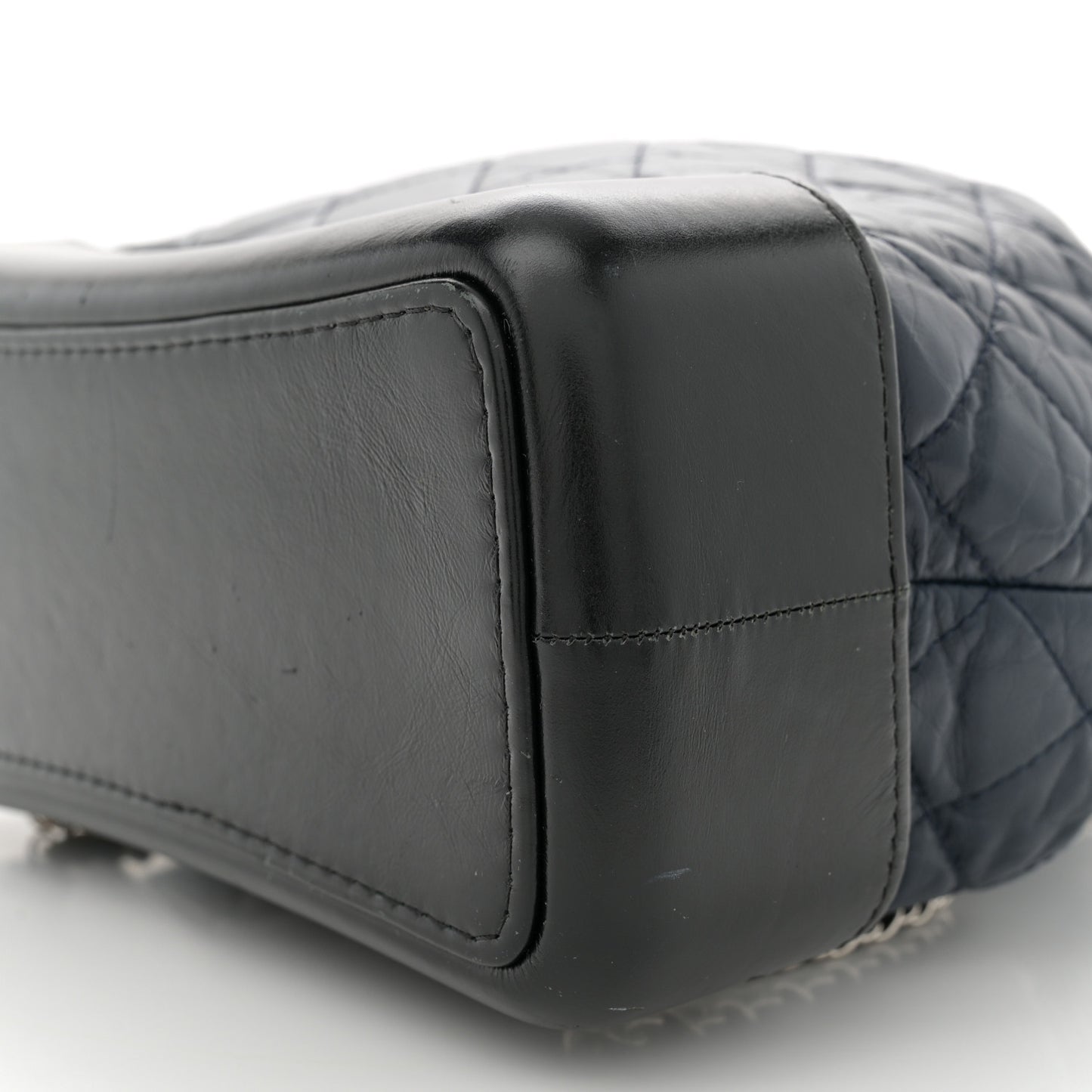 Aged Calfskin Quilted Gabrielle Backpack Navy Black