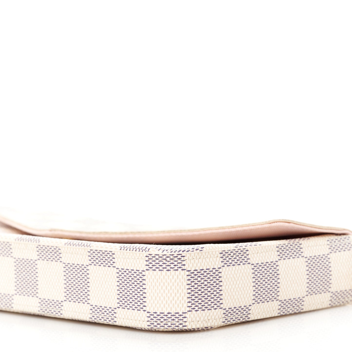 Damier Azur Pochette Felicie Chain Wallet Rose Ballerine