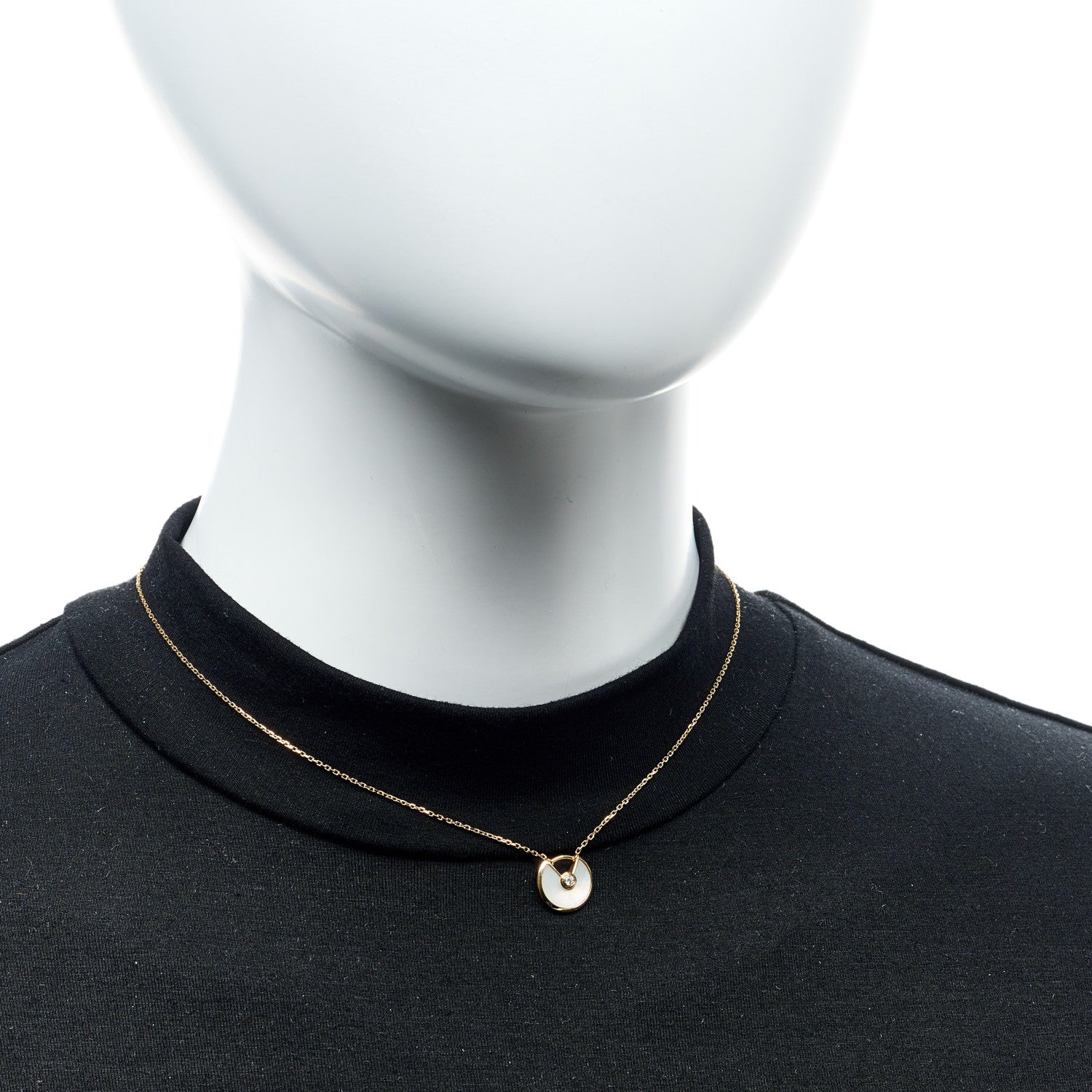 Cartier 18K Yellow Gold Diamond Mother of Pearl XS Amulette de Cartier Pendant Necklace 2 of 6