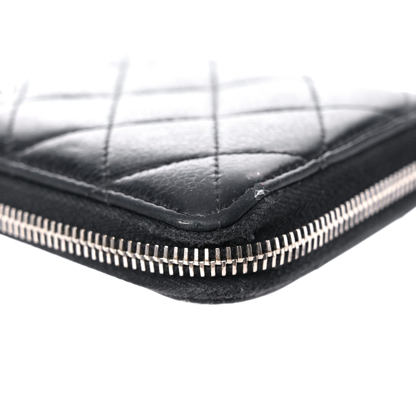 Caviar Quilted Medium Zip Around Wallet Black