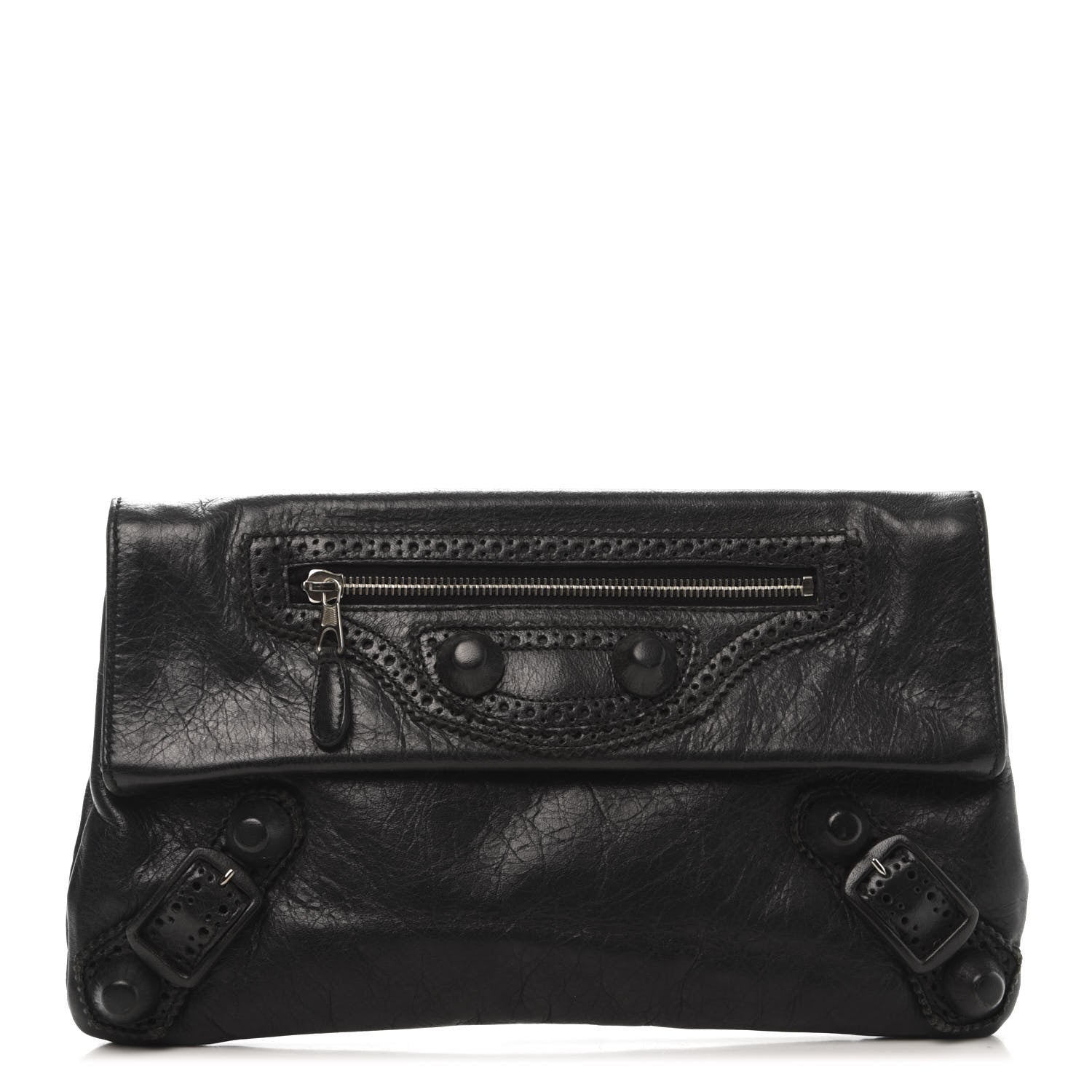 Balenciaga Agneau Giant Brogues Hardware Envelope Clutch Black 1 of 11