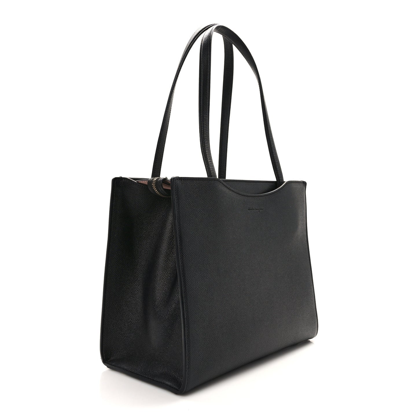 Grainy Calfskin Gemini Tote Black Bonbon
