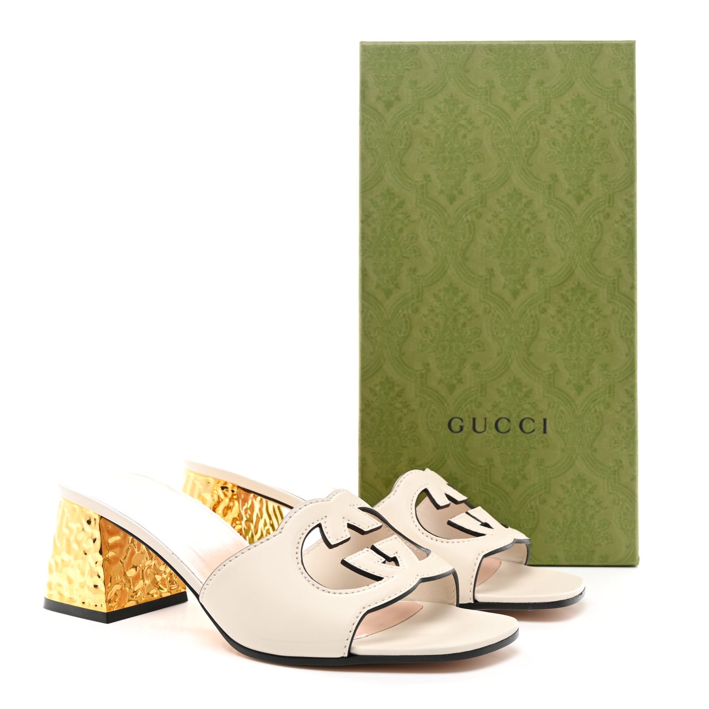 Cosmos Softy Calfskin Interlocking G Cut Out 55mm Slide Sandals 41 Mystic White