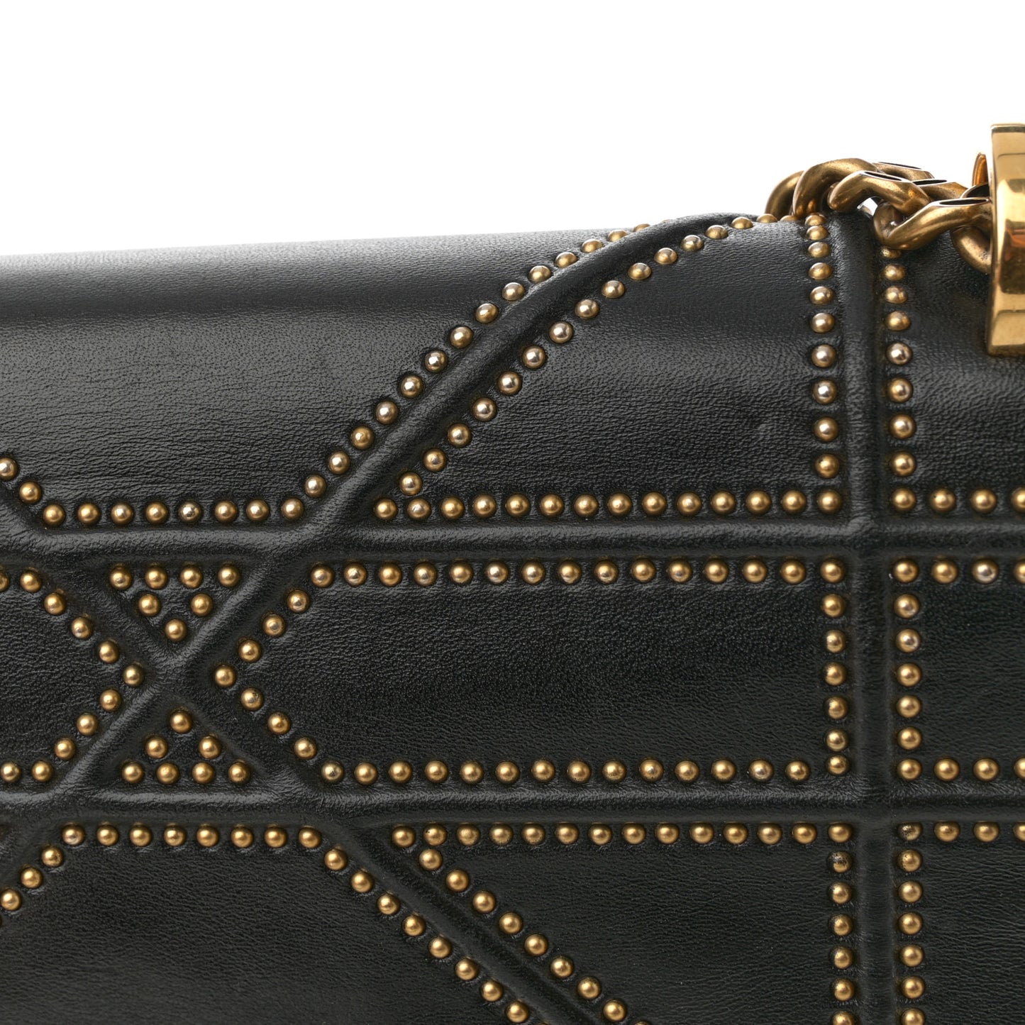 Lambskin Studded Medium Diorama Flap Bag Black