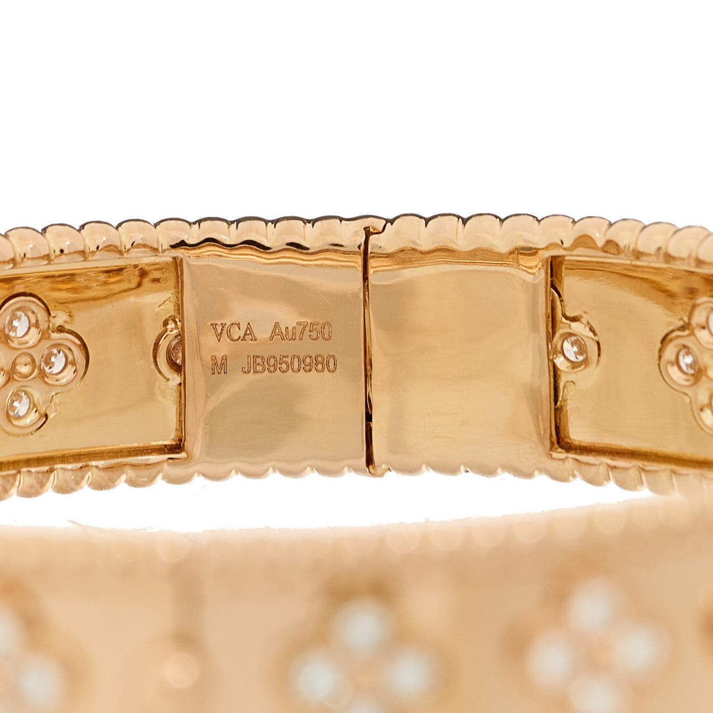 18K Rose Gold Diamond Perlee Clovers Bangle Bracelet M