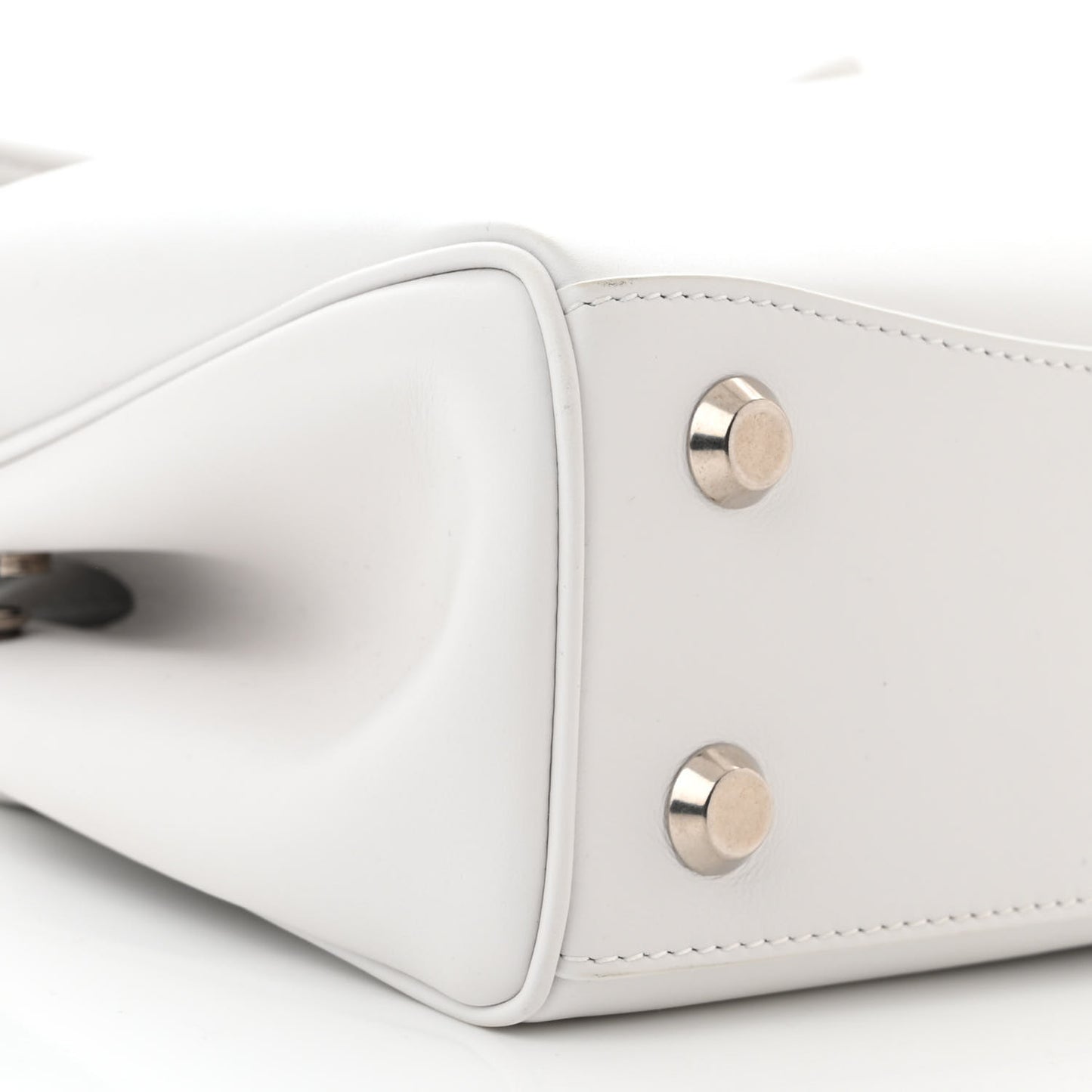 Natural Smooth Calfskin Mini Rodeo Top Handle Handbag Optic White