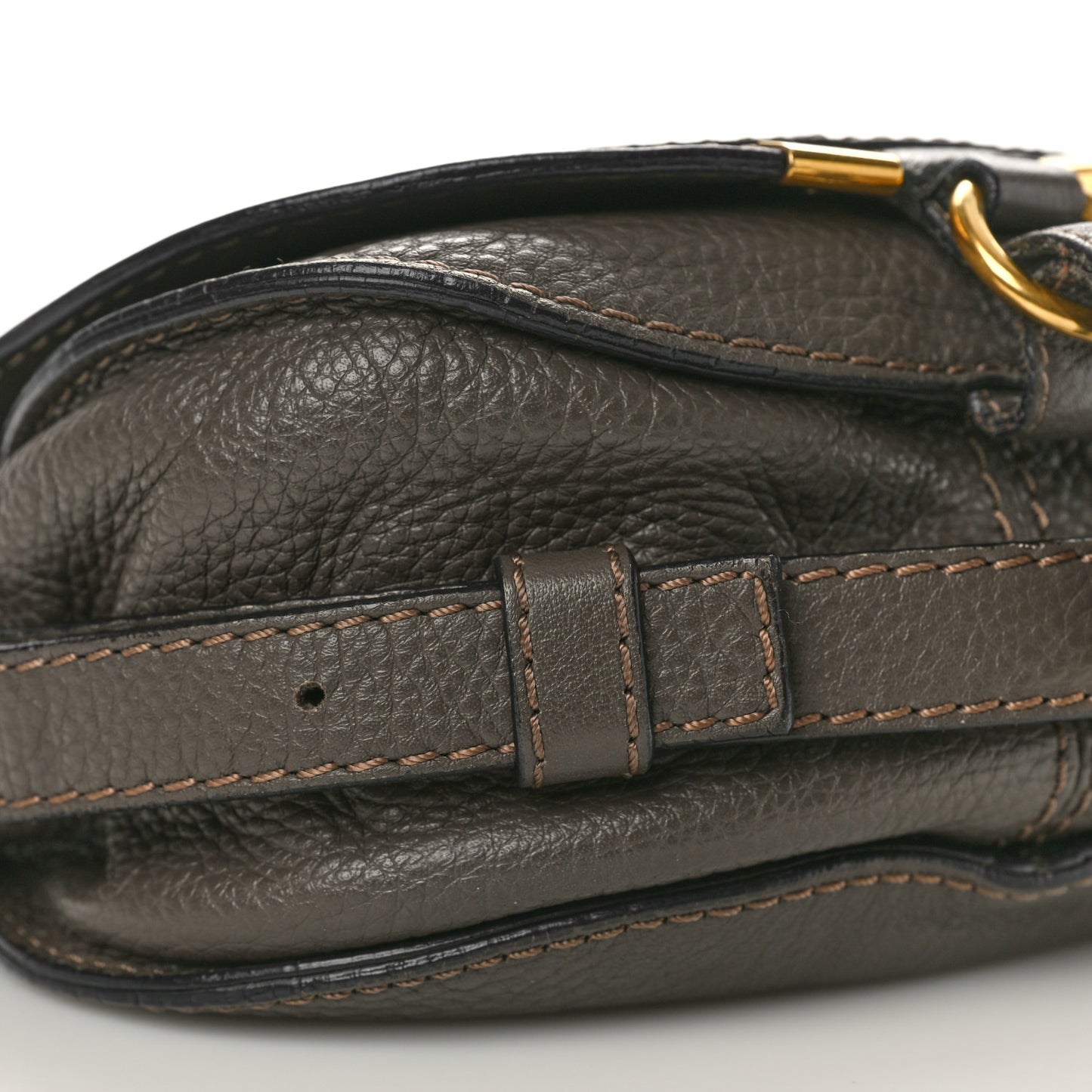 Grained Calfskin Small Marcie Saddle Bag Brown