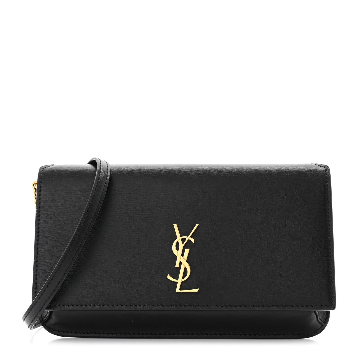Smooth Calfskin Monogram Phone Holder Crossbody Black