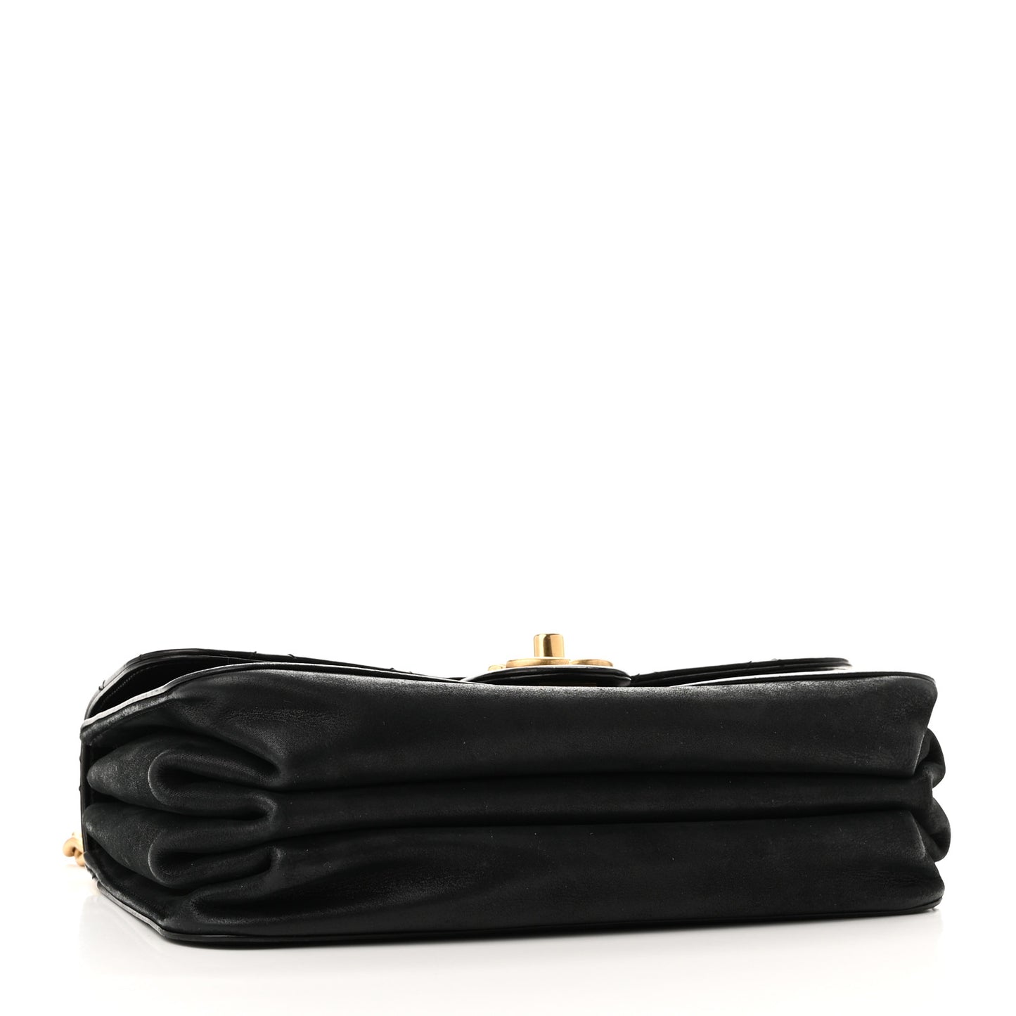 Iridescent Calfskin Quilted Small Straight Lined Flap Black