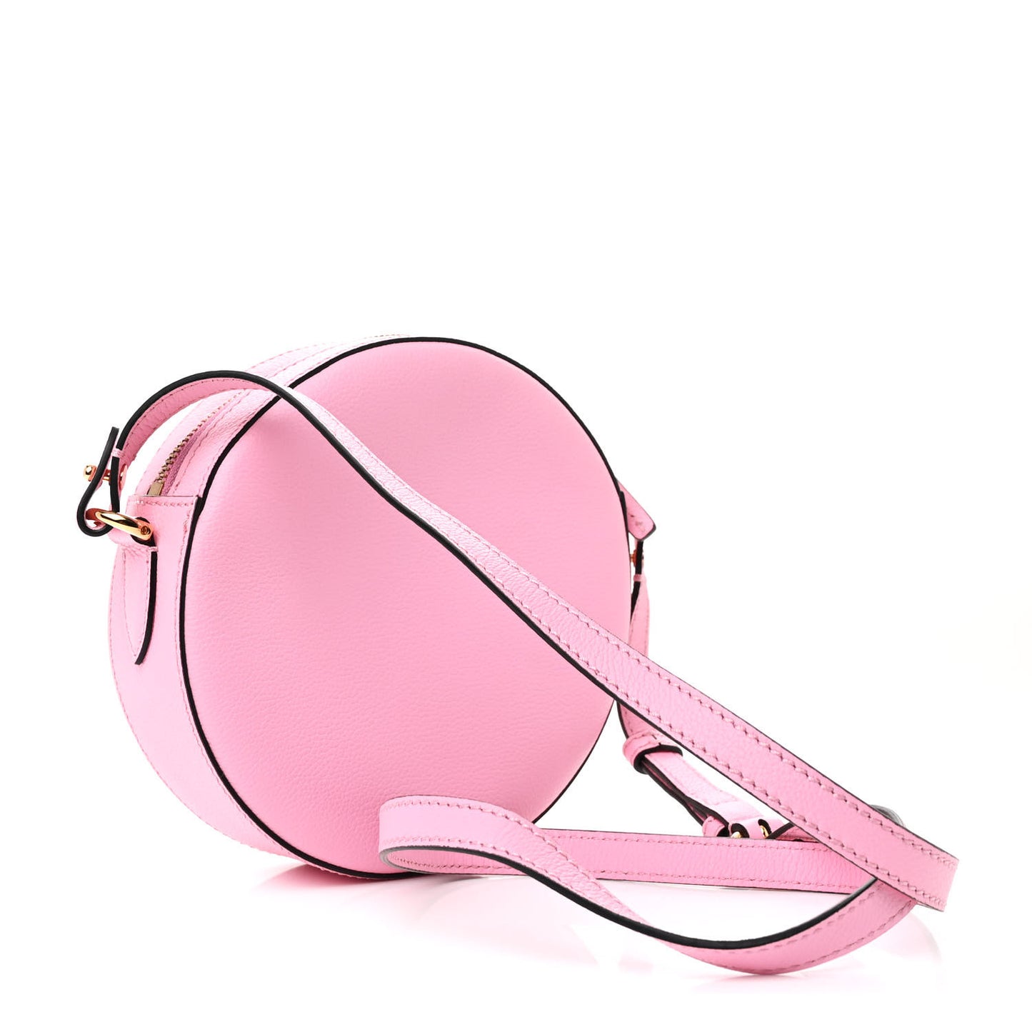 Grained Calfskin Studded Mini La Medusa Round Crossbody Bag Pink