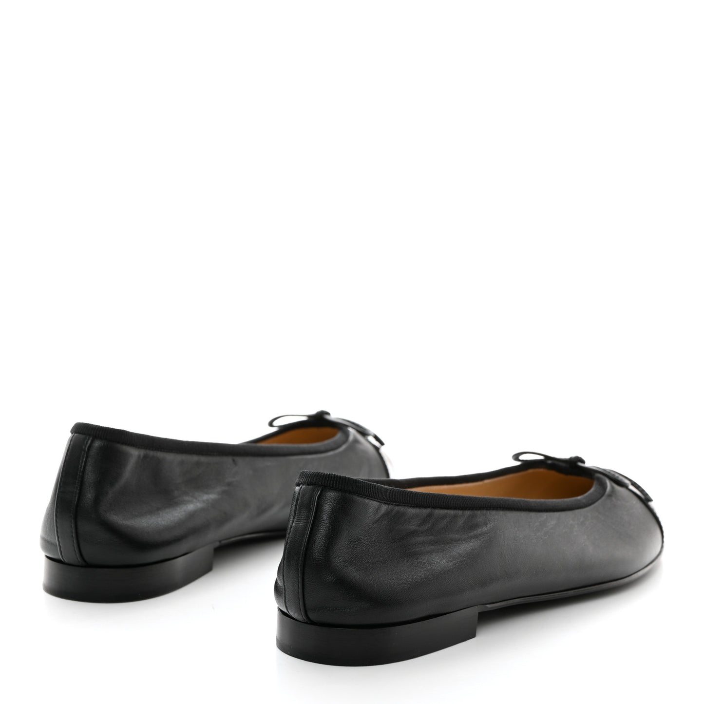 Lambskin Patent Cap Toe Ballerina Flats 39.5 Black