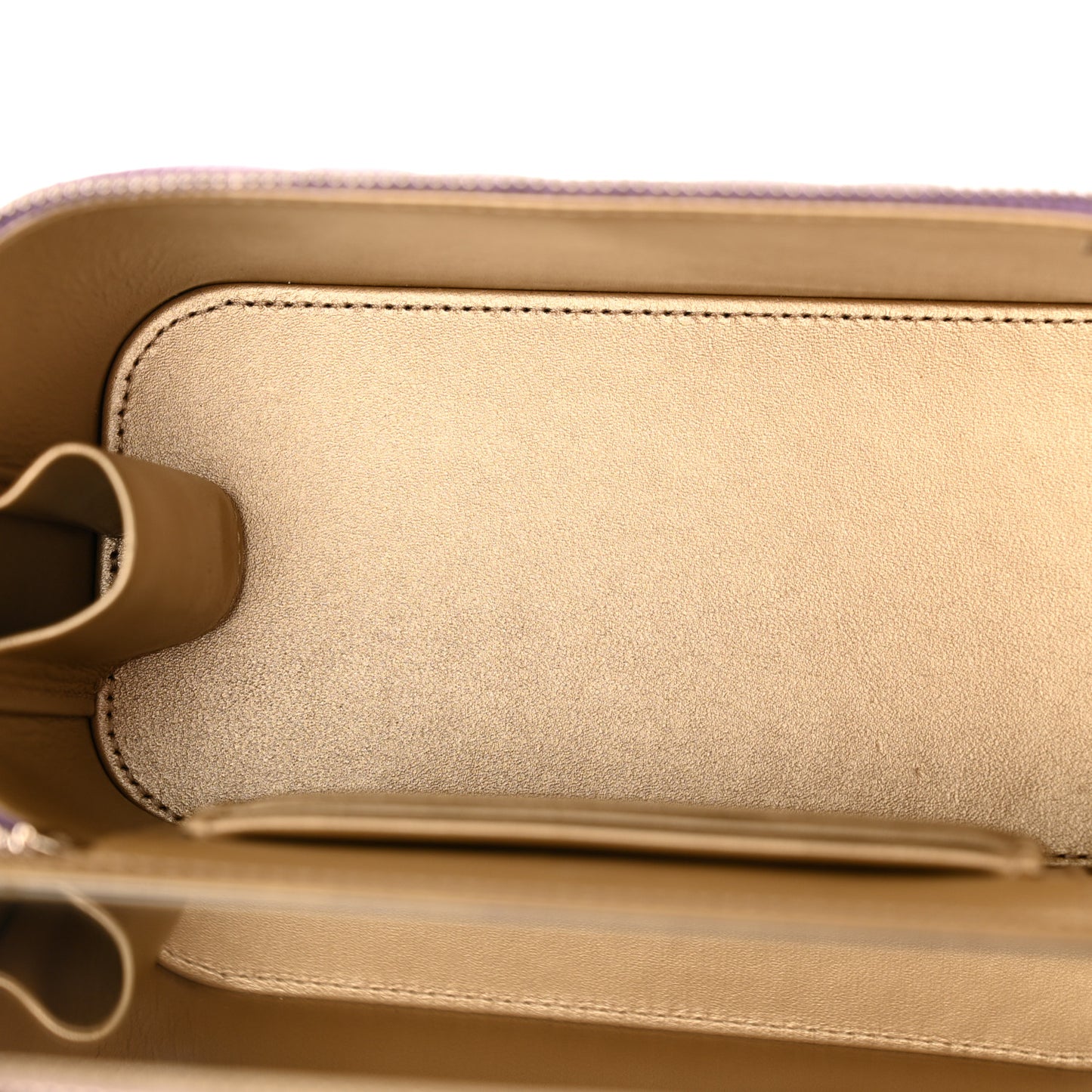 Lambskin Quilted Pearl Crush Small Vanity Case With Chain Purple