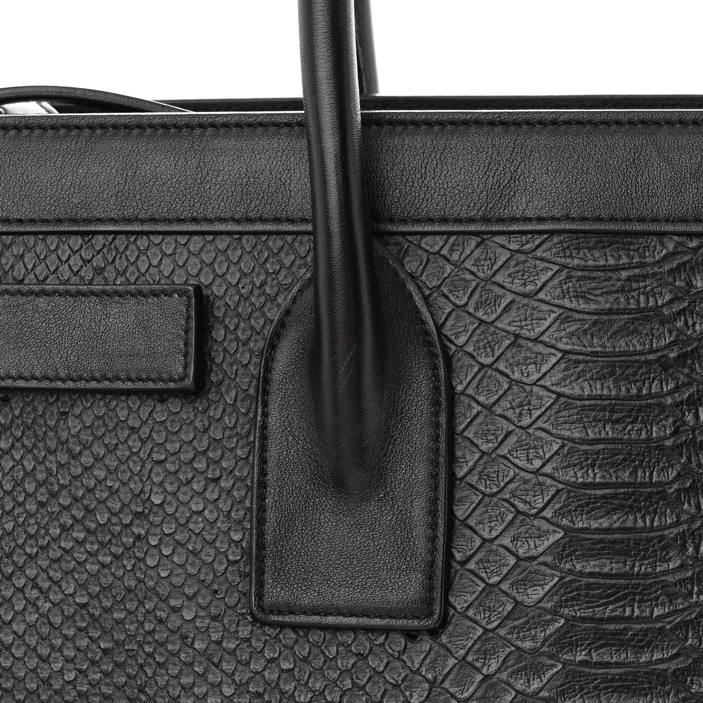 Python Calfskin Embossed Small Sac de Jour Black