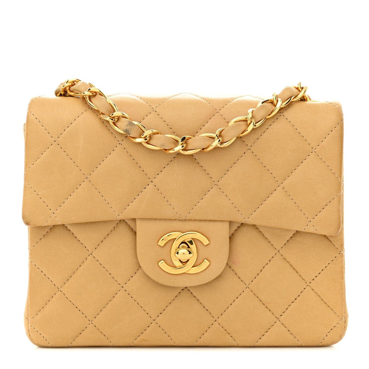 Chanel Lambskin Quilted Mini Square Flap Beige 1 of 13