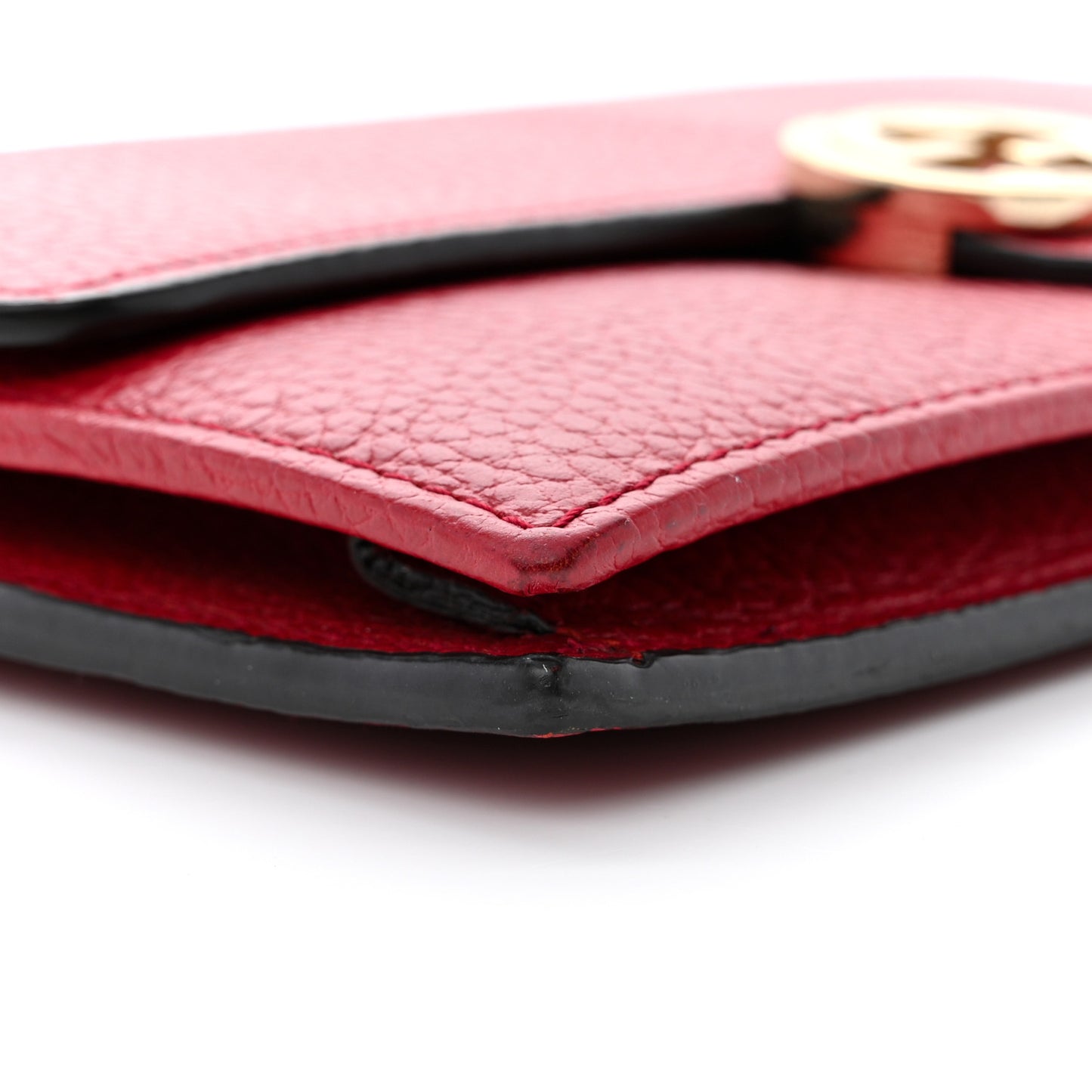 Dollar Calfskin Interlocking G Chain Wallet Red