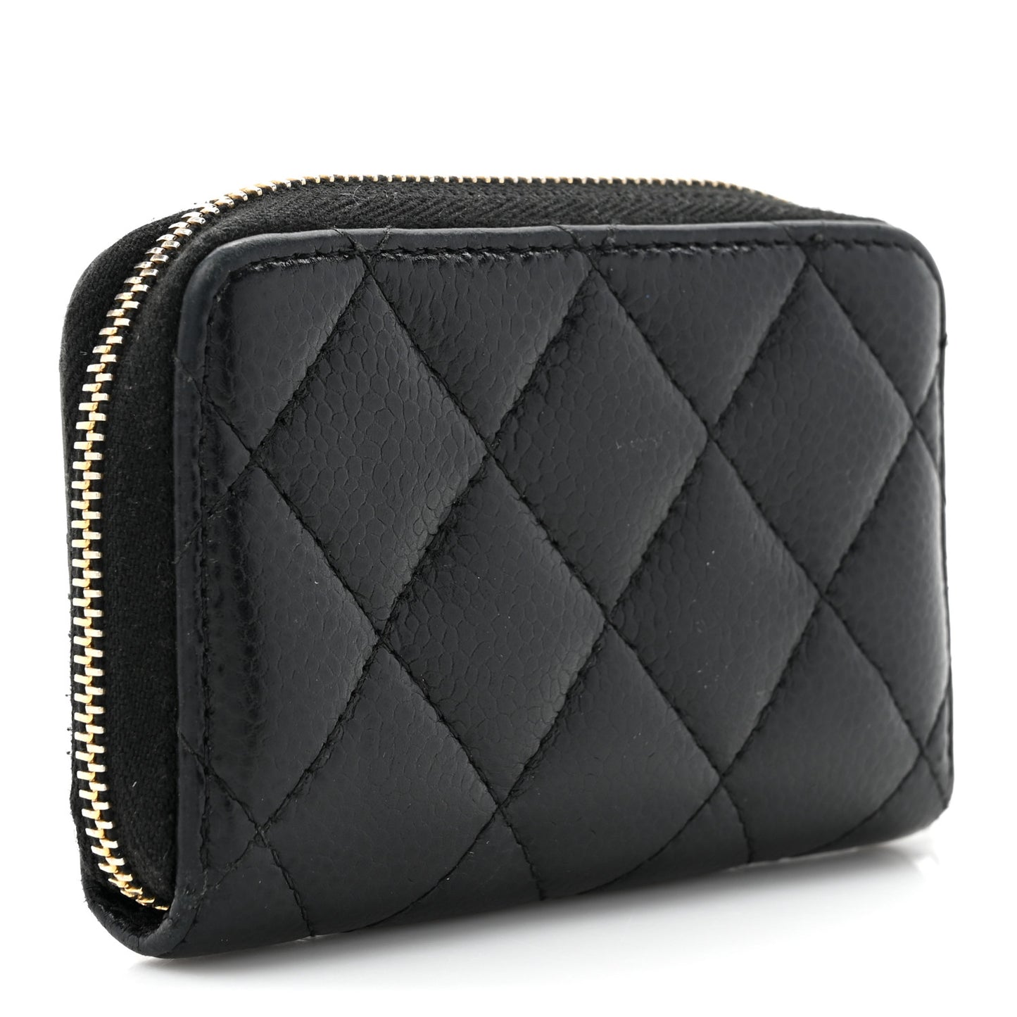 Caviar Quilted Zip Coin Purse Black