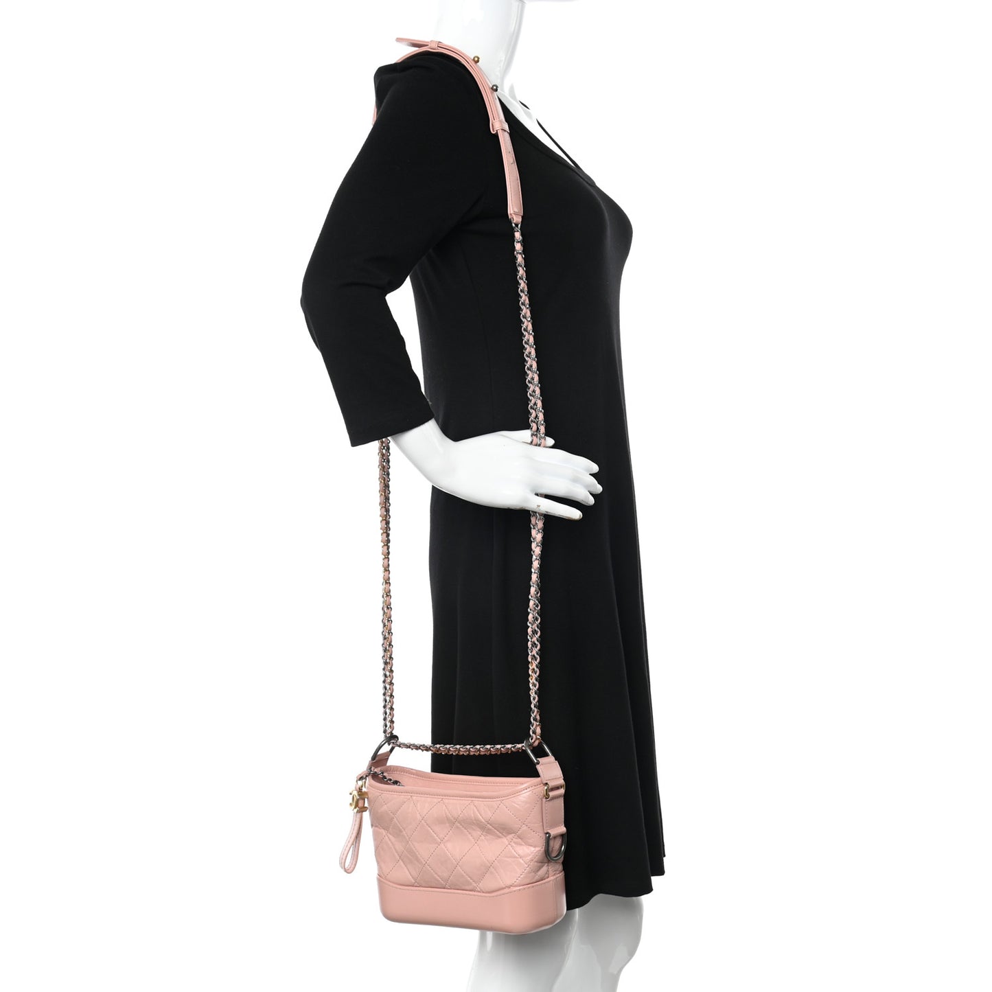 Aged Calfskin Quilted Small Gabrielle Hobo Pink