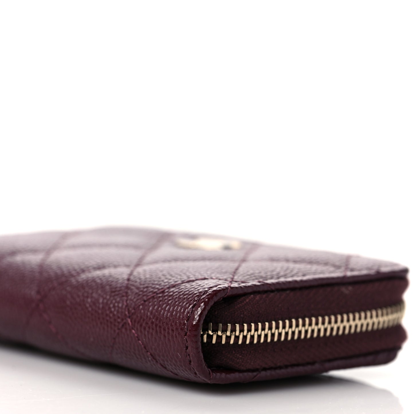 Caviar Quilted Zip Around Coin Purse Burgundy