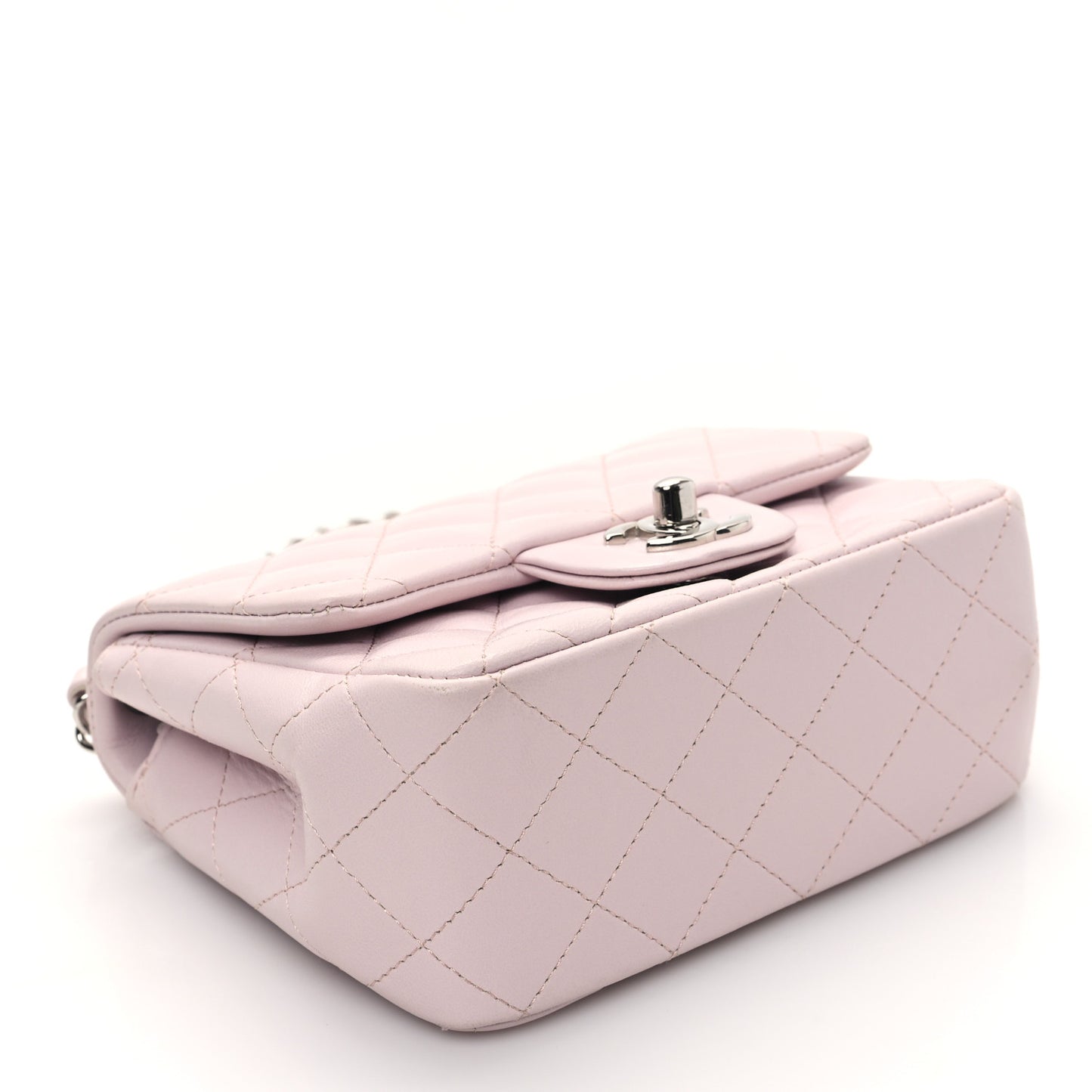 Lambskin Quilted Mini Square Flap Light Pink