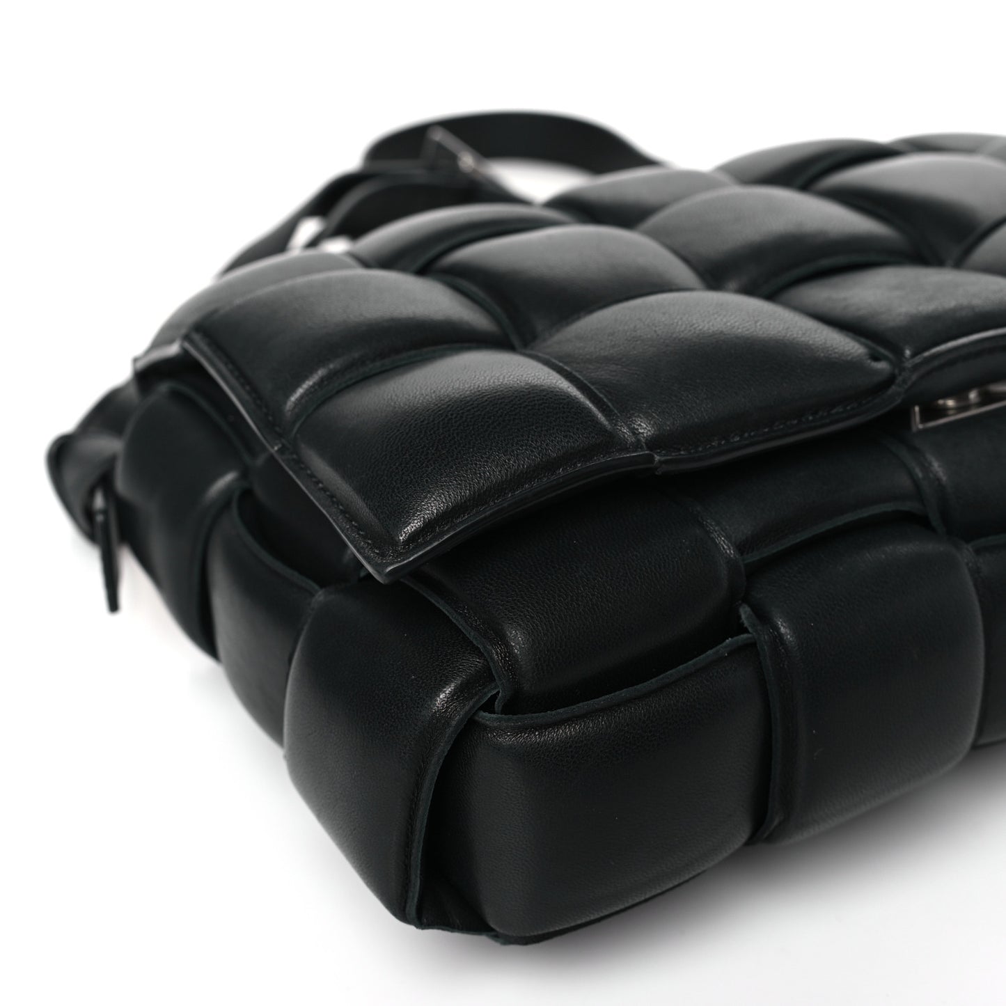 Nappa Maxi Intreccio Padded Cassette Crossbody Bag Black