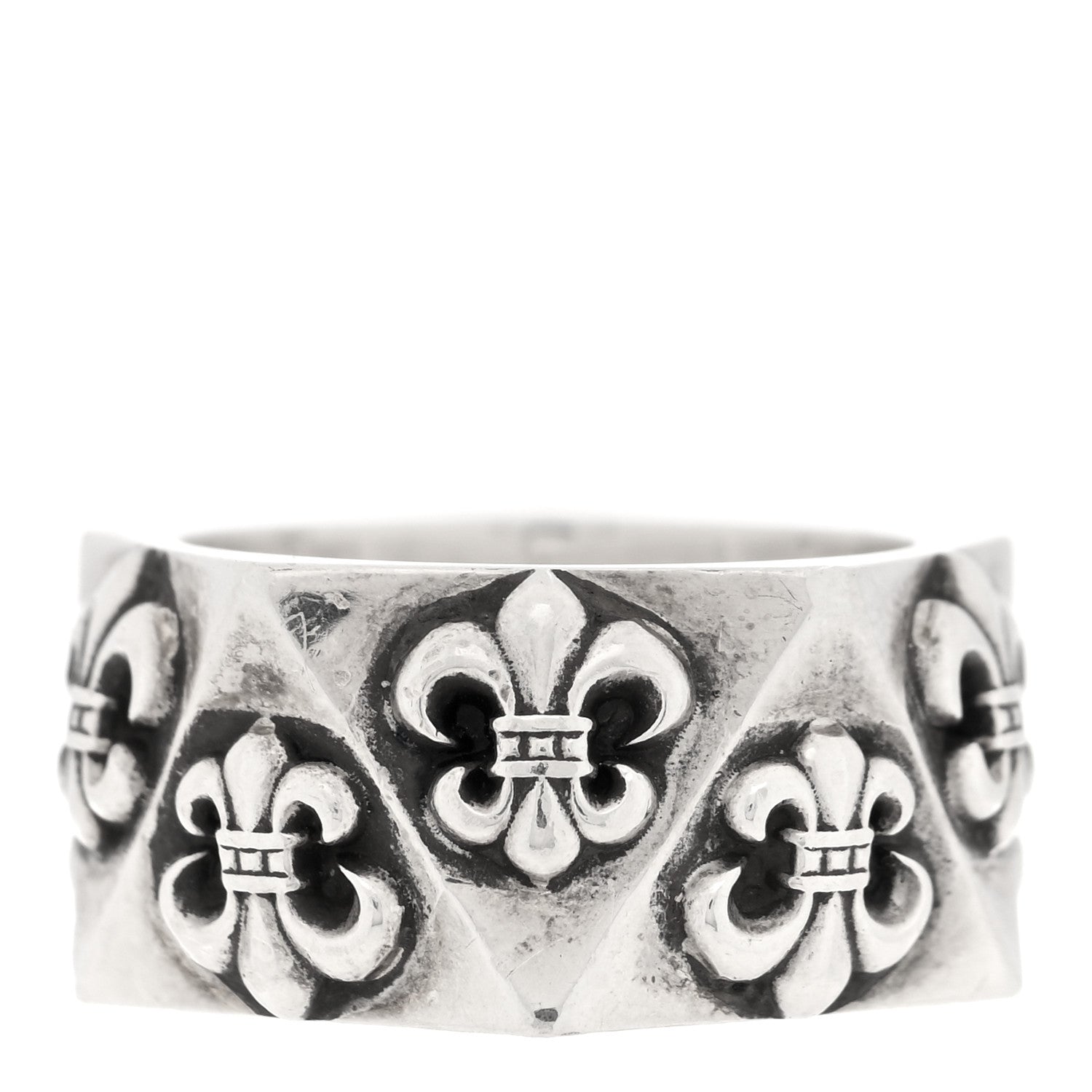 Chrome Hearts Sterling SIlver Pentagon Fleur de Lis Ring 54 7 