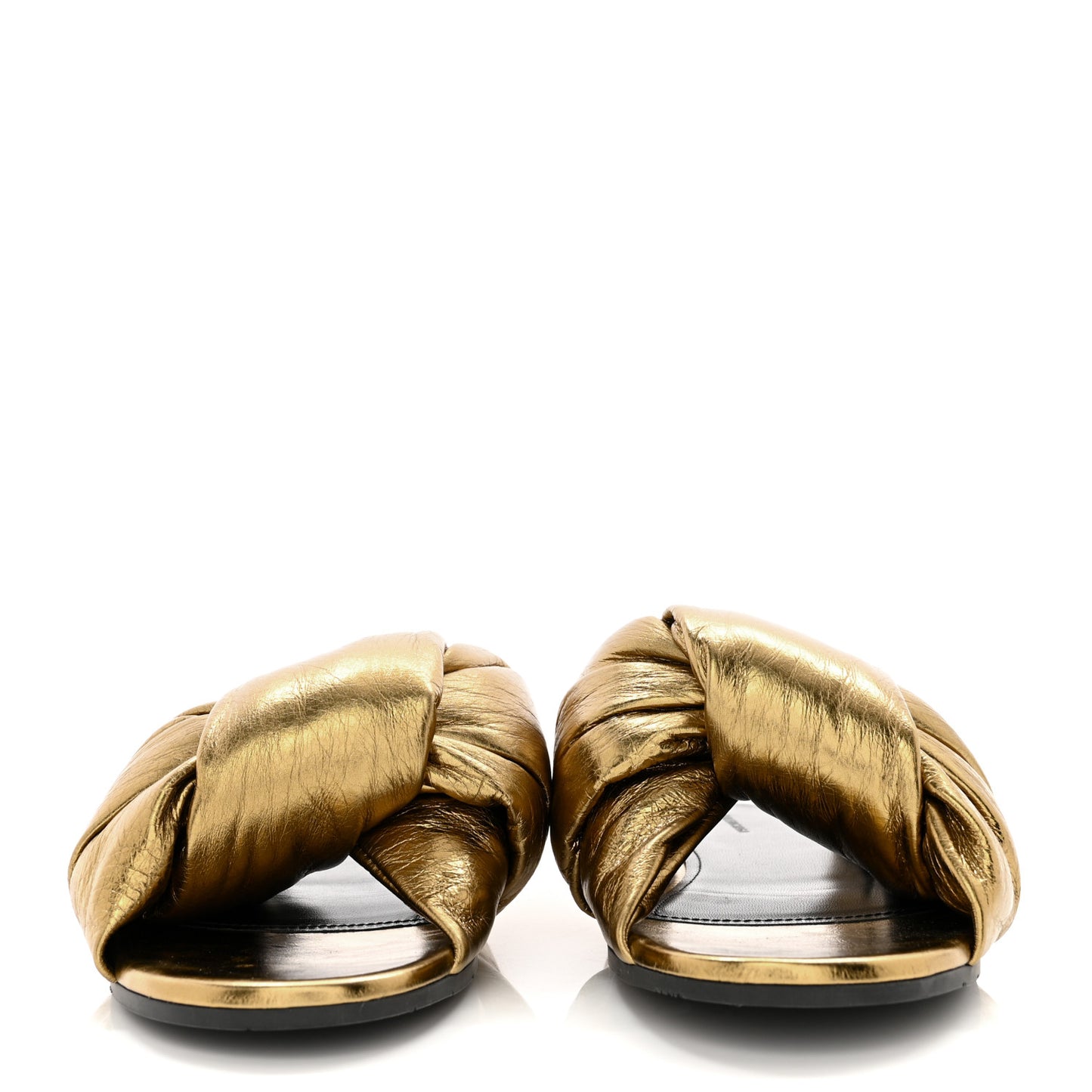 Metallic Lambskin Drapy Slide Sandals 36.5 Gold