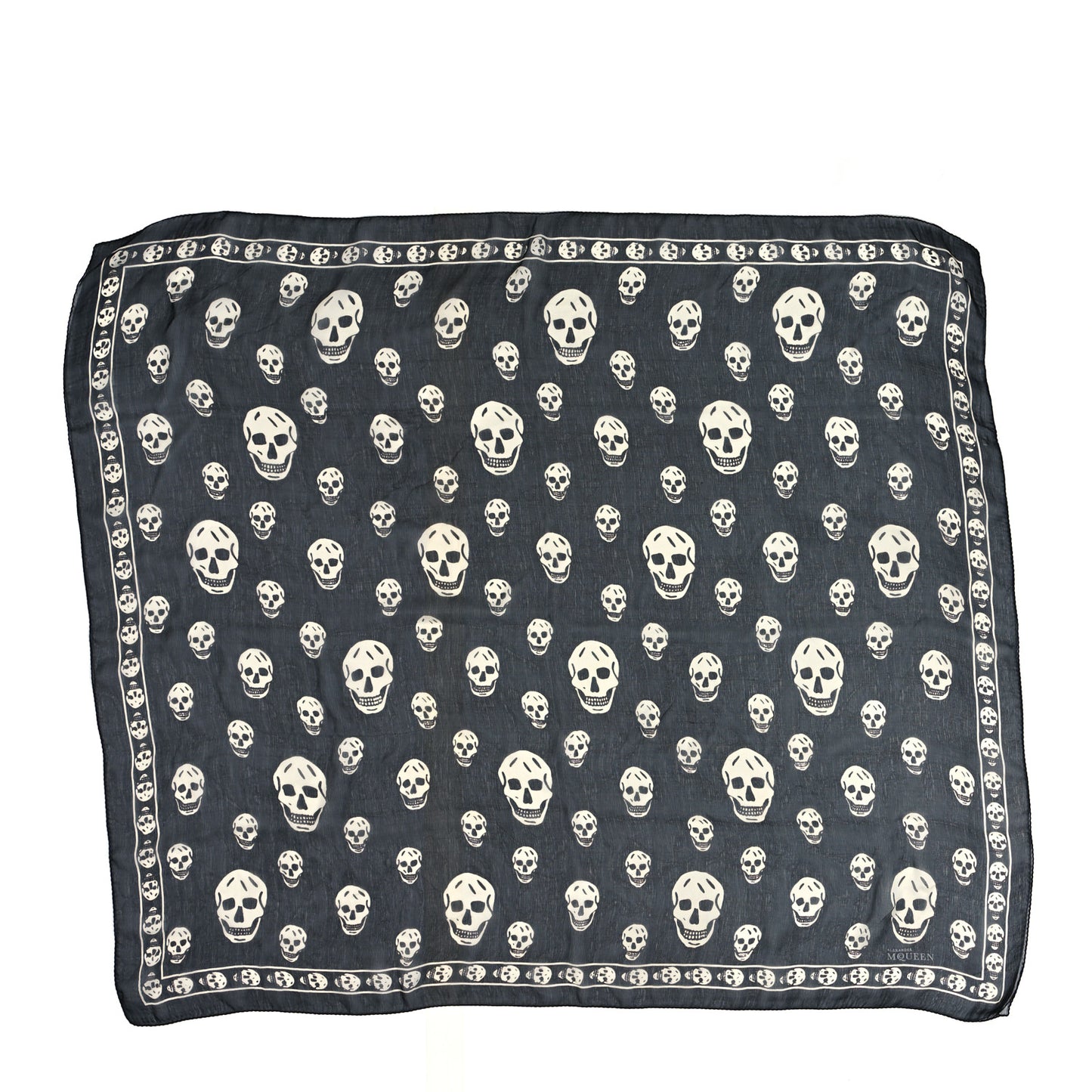 Silk Chiffon Skull Scarf Black Ivory