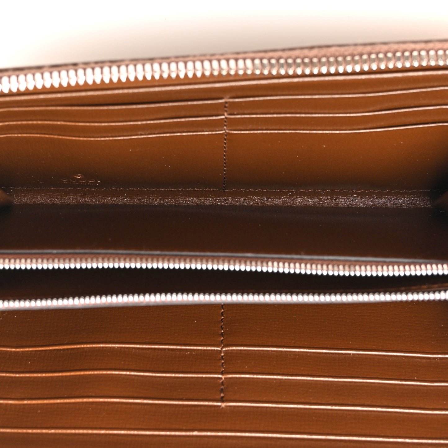 X GUCCI GG Monogram Azalea Calfskin Neo Classic Zip Around Wallet Beige Ebony Brown Sugar