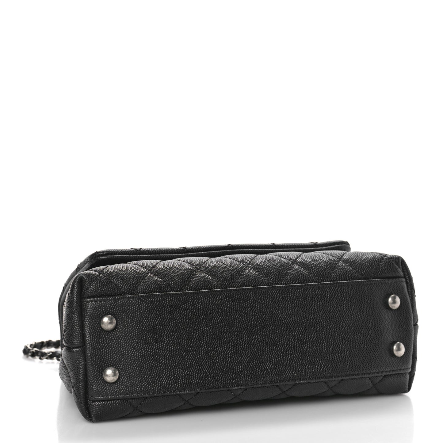 Caviar Lizard Embossed Quilted Mini Coco Handle Flap Black