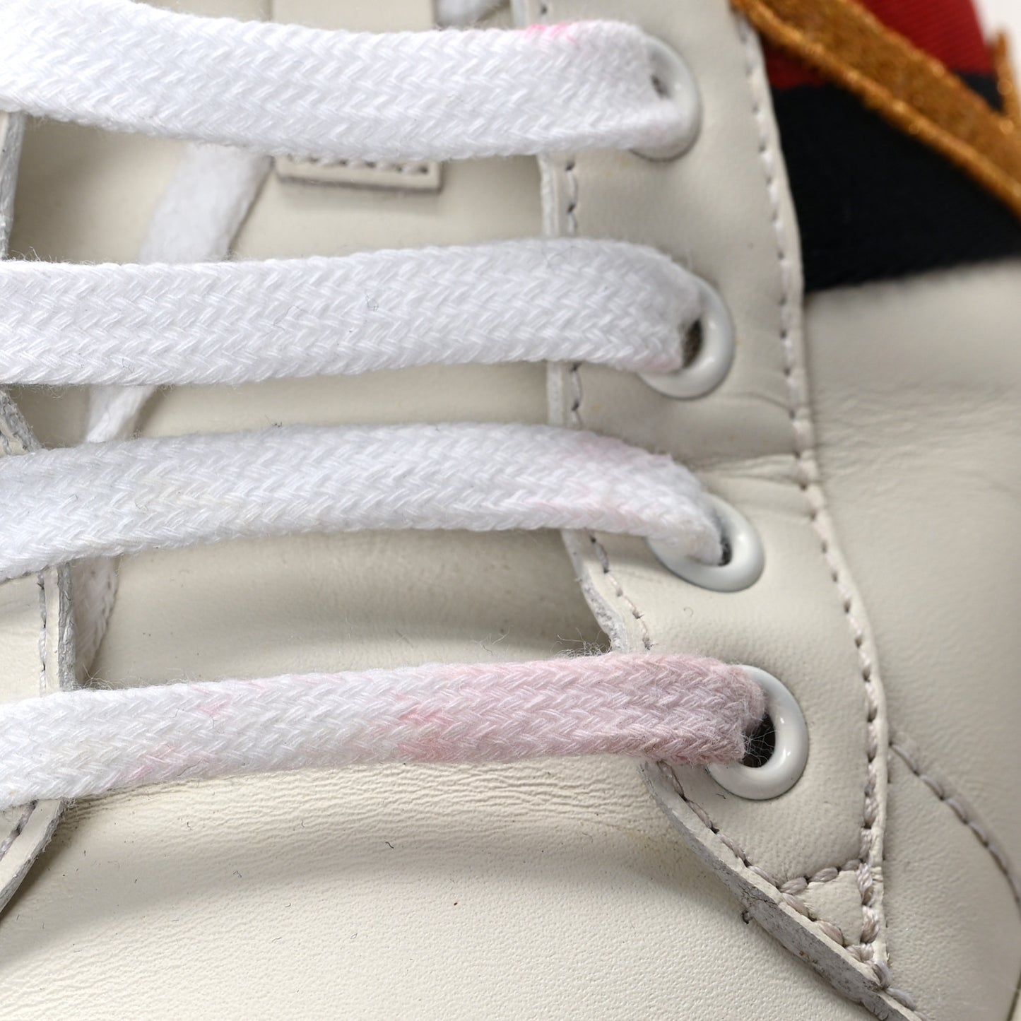 Calfskin Nappa Web LOVED Embroidered Mens Ace Sneakers 9 White Red Flame Notte