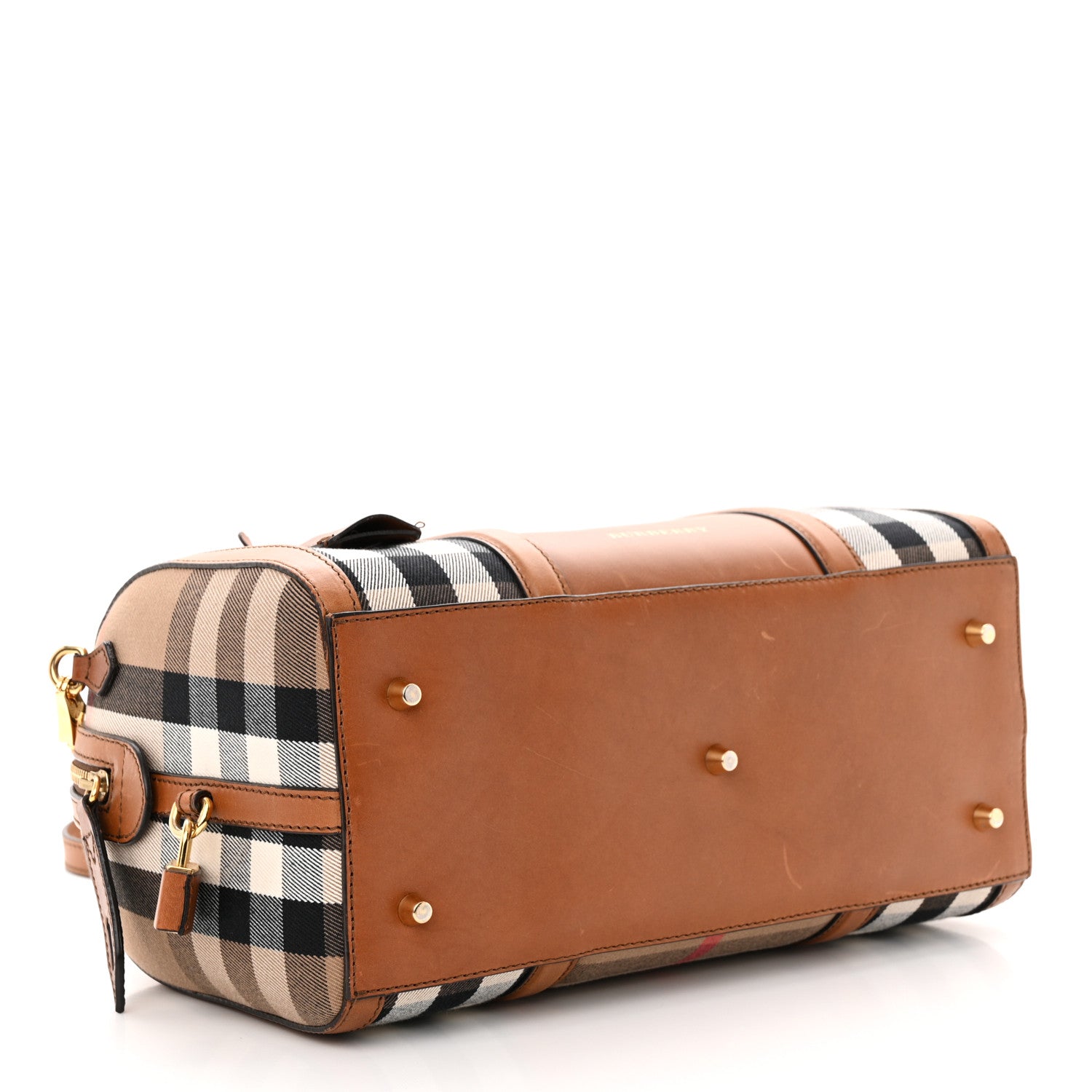 Burberry House Check Medium Alchester Bowling Bag Tan 4 of 20