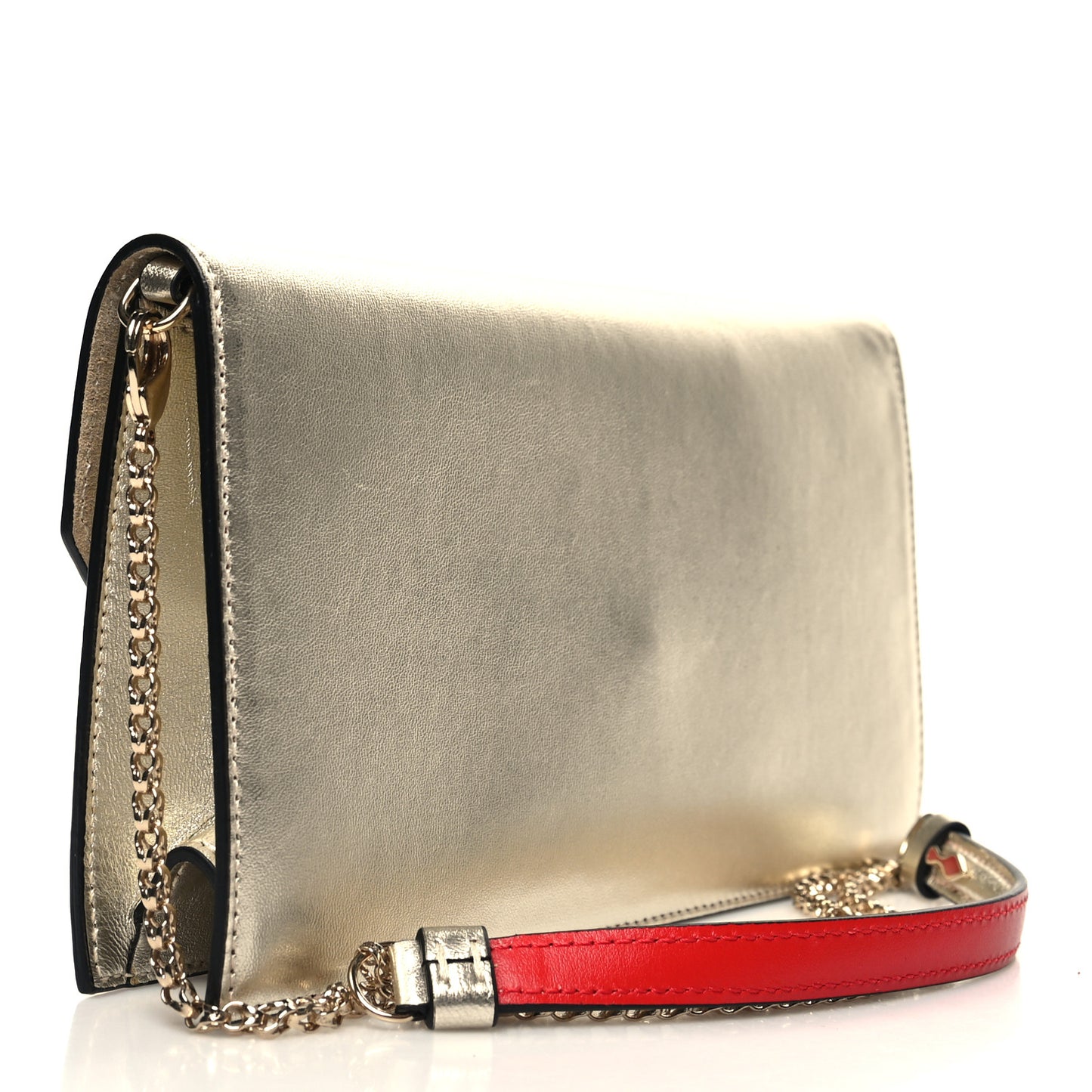 Metallic Nappa Laminated Loubi54 Crossbody Clutch Gold