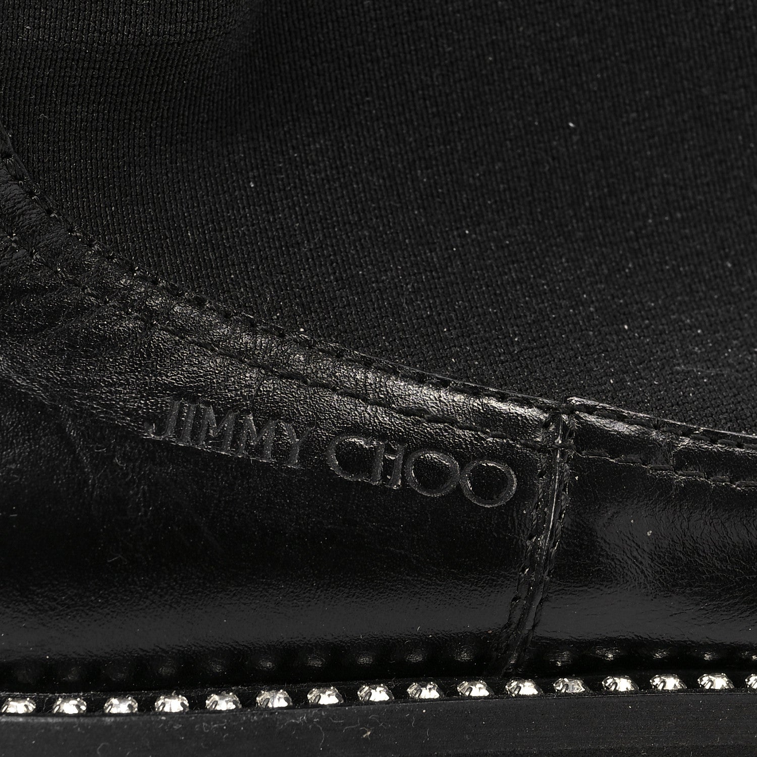 Jimmy Choo Vintage Calfskin Crystal Clayton Flat Boots 39.5 Black 7 of 7