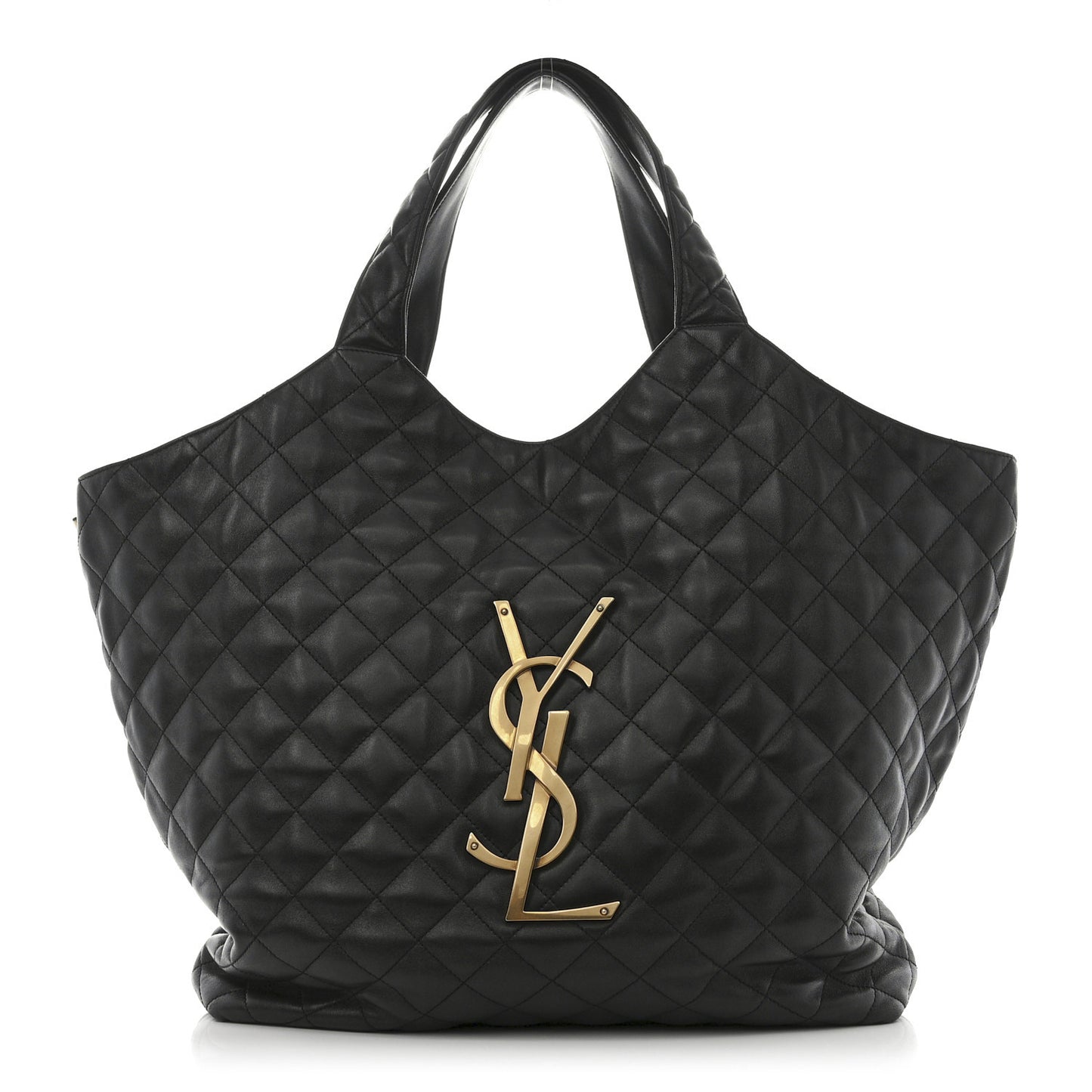 Lambskin Quilted Maxi Icare Shopping Tote Black