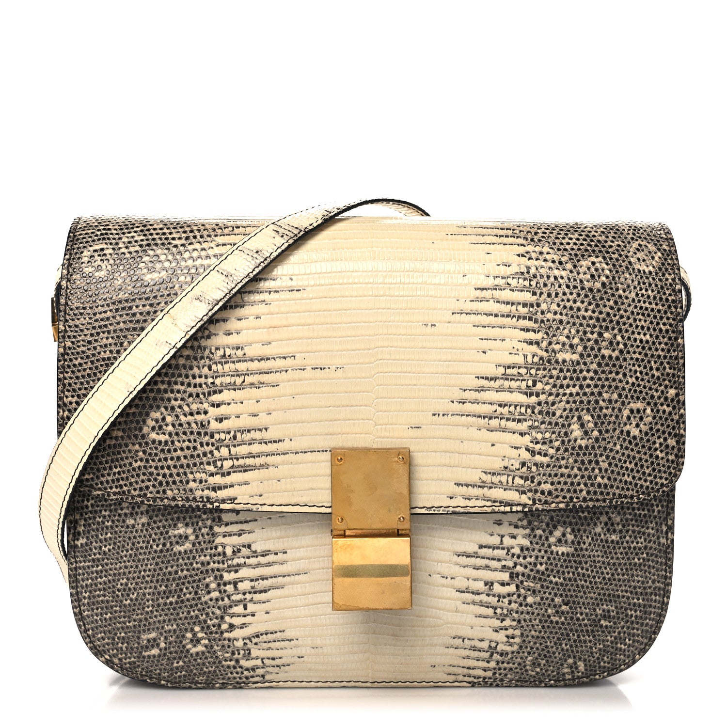 Celine Lizard Medium Classic Box Flap Bag Natural 1692886
