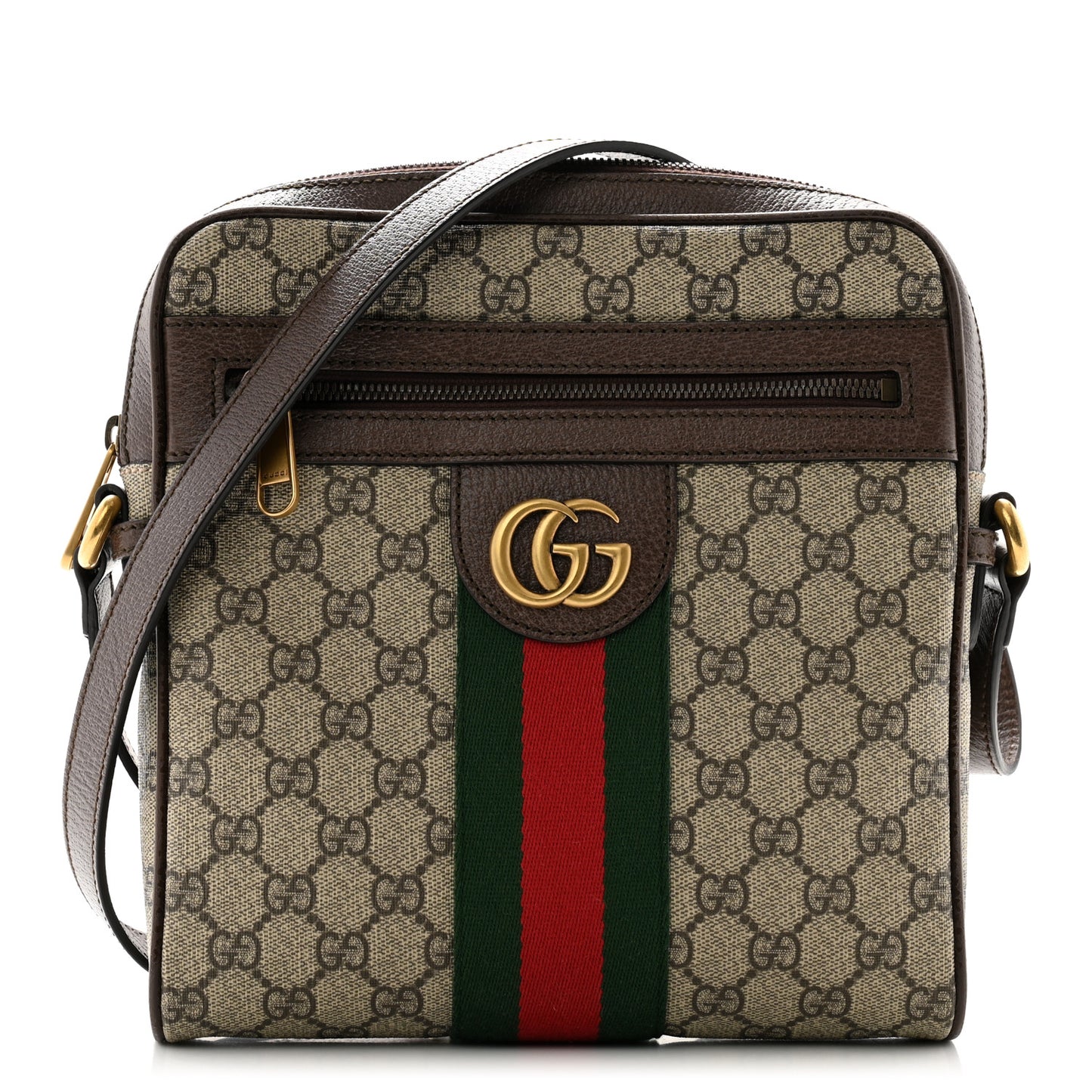GG Supreme Monogram Web Small Ophidia Messenger Bag Brown